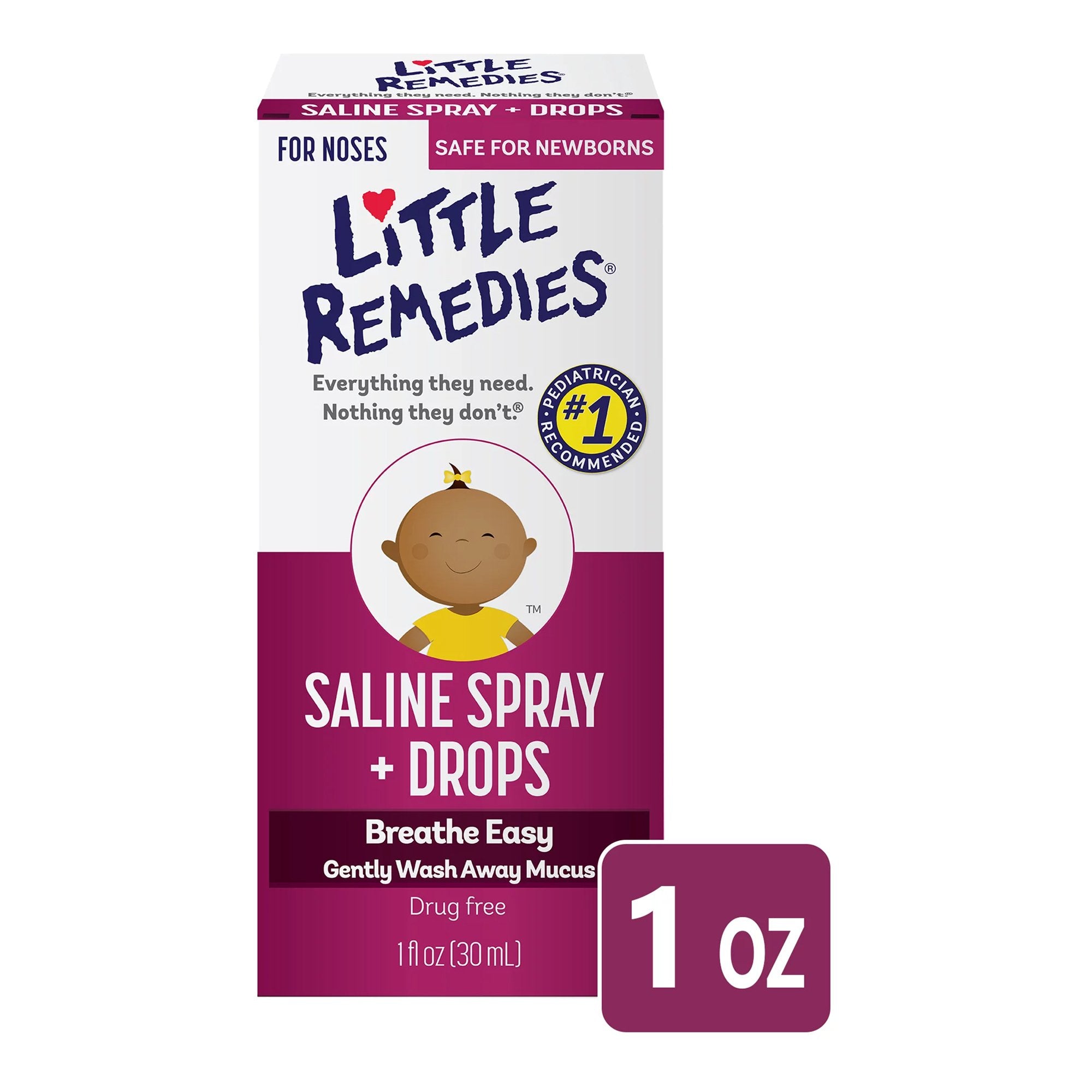 Saline Nasal Spray Little Remedies 0.65% Strength 1 oz.