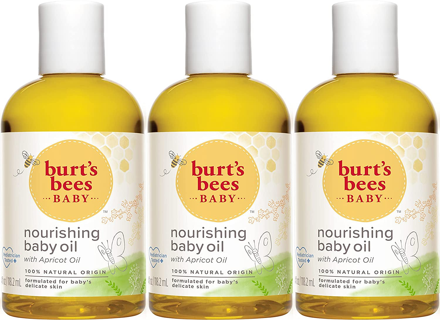 Baby™ Nourishing Baby Oil, 100% Natural Baby Skin Care   4 Ounce Bottle   Pack of 3