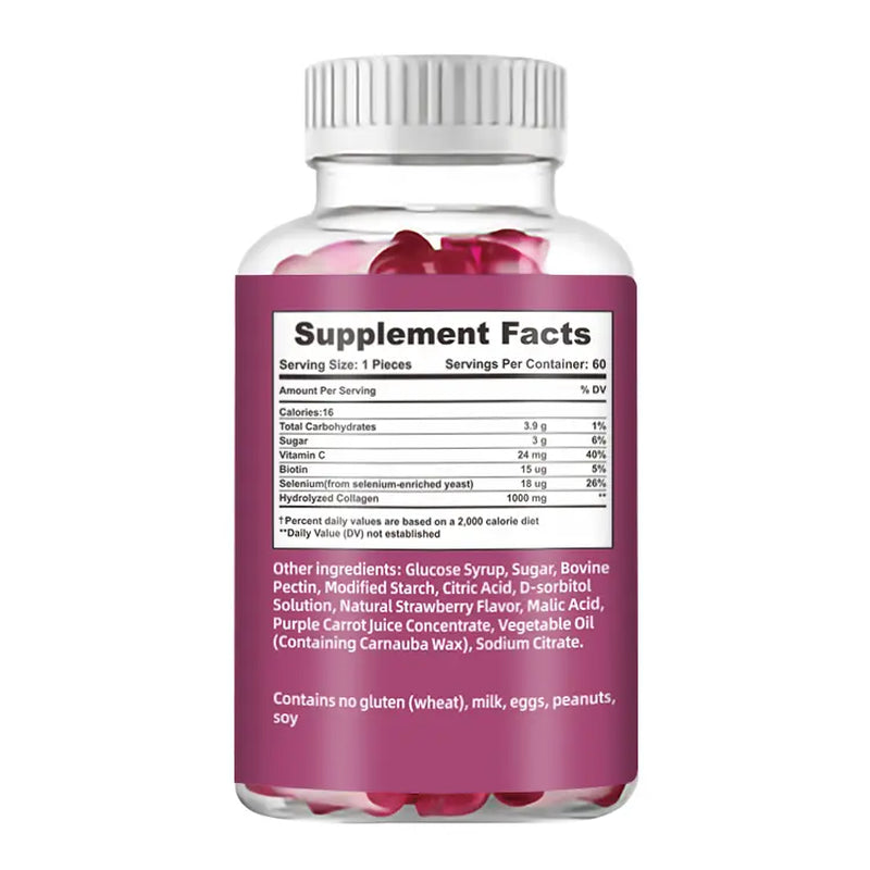 ABOK Hydrolyzed Collagen Gummies 60 Vegetarian Capsules Enhanced with Vitamin C, Biotin, and Selenium