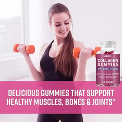 ABOK Hydrolyzed Collagen Gummies 60 Vegetarian Capsules Enhanced with Vitamin C, Biotin, and Selenium