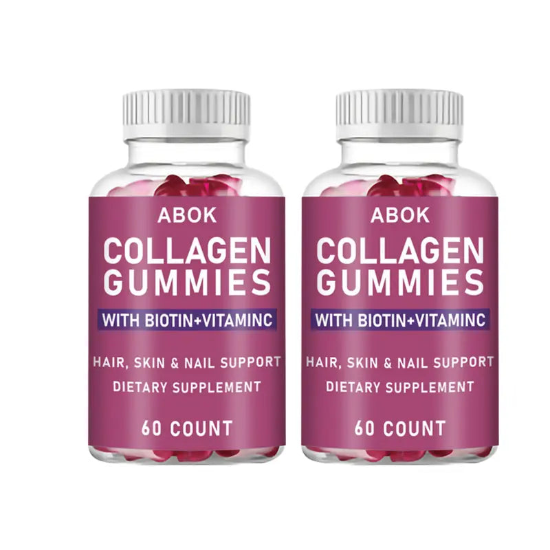 ABOK Hydrolyzed Collagen Gummies 60 Vegetarian Capsules Enhanced with Vitamin C, Biotin, and Selenium
