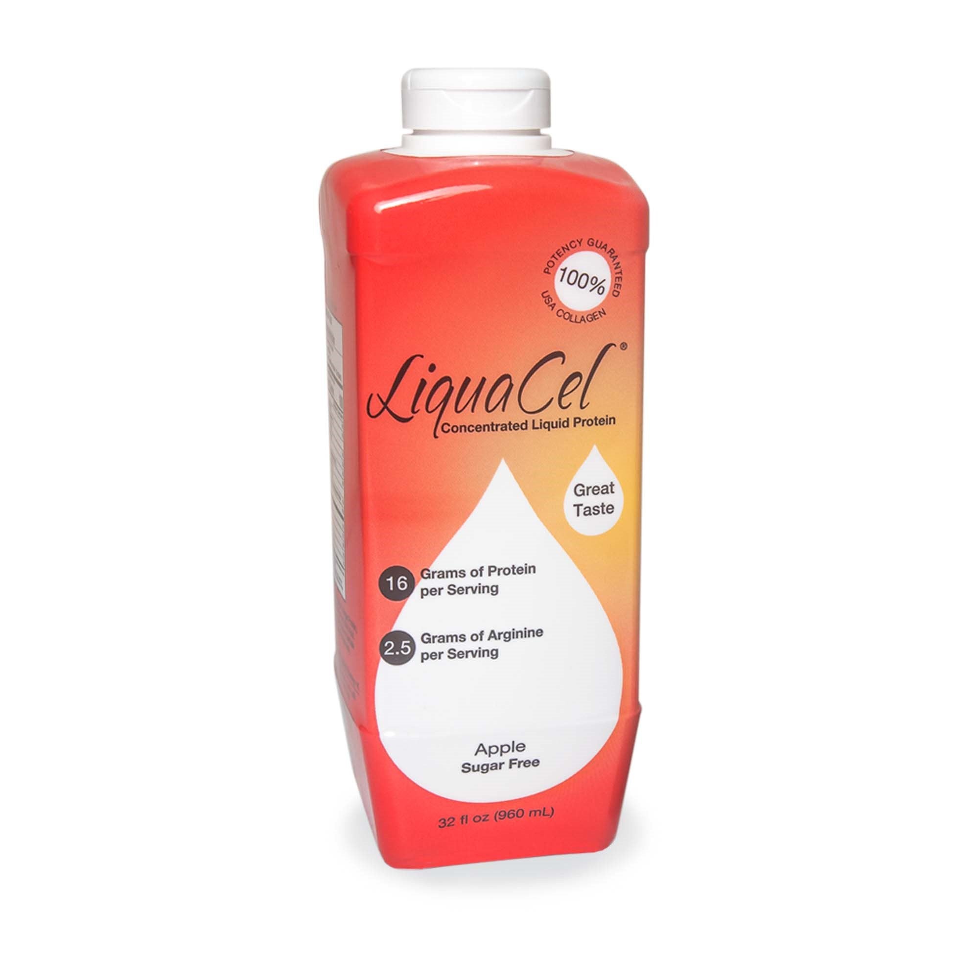 Oral Supplement LiquaCel Apple Flavor Liquid 32 oz. Bottle
