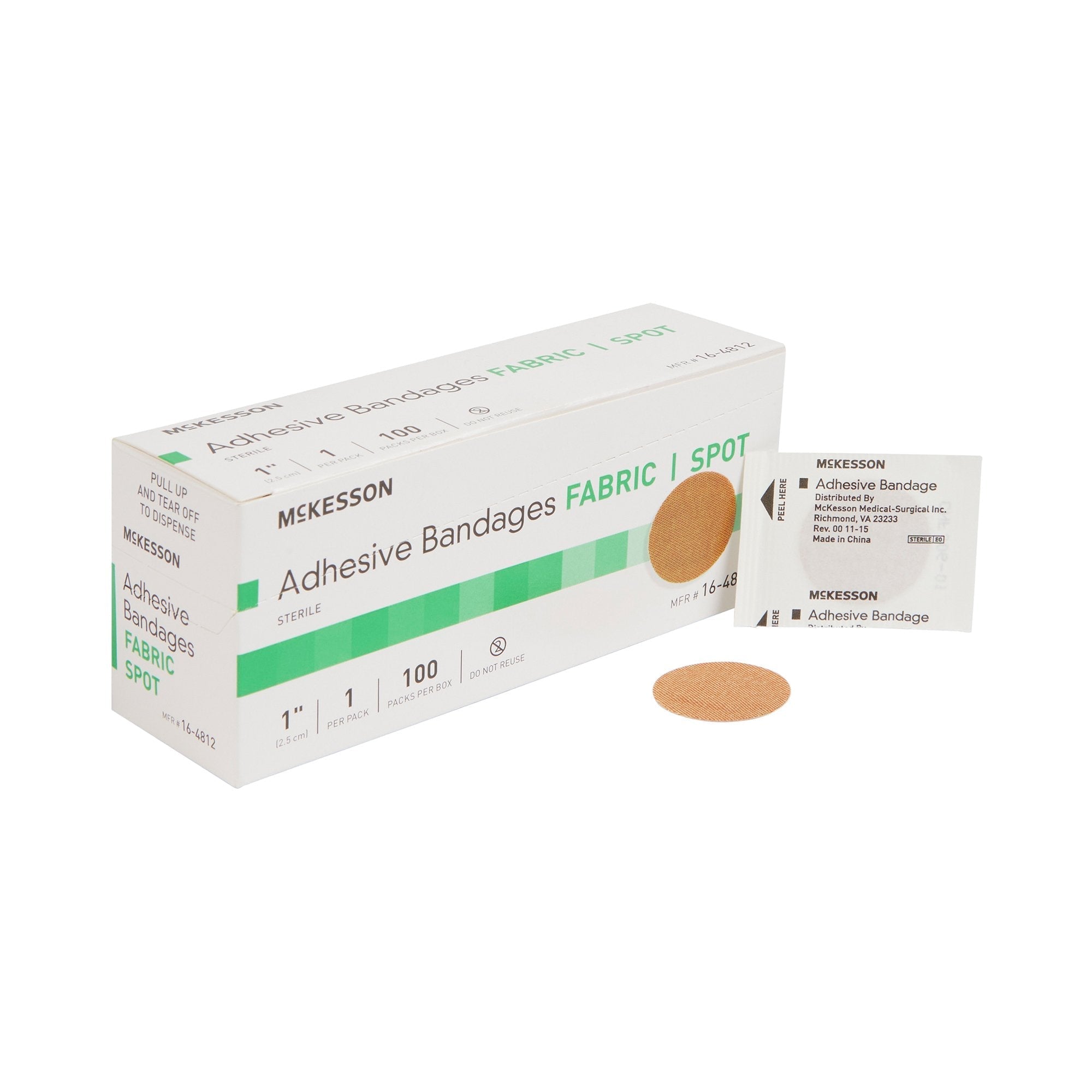 Adhesive Spot Bandage McKesson 1 Inch Fabric Round Tan Sterile