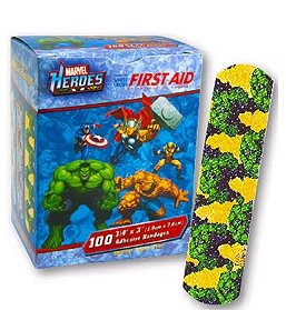 Adhesive Strip 3/4 X 3 Inch Plastic Rectangle Kid Design (The Hulk) Sterile