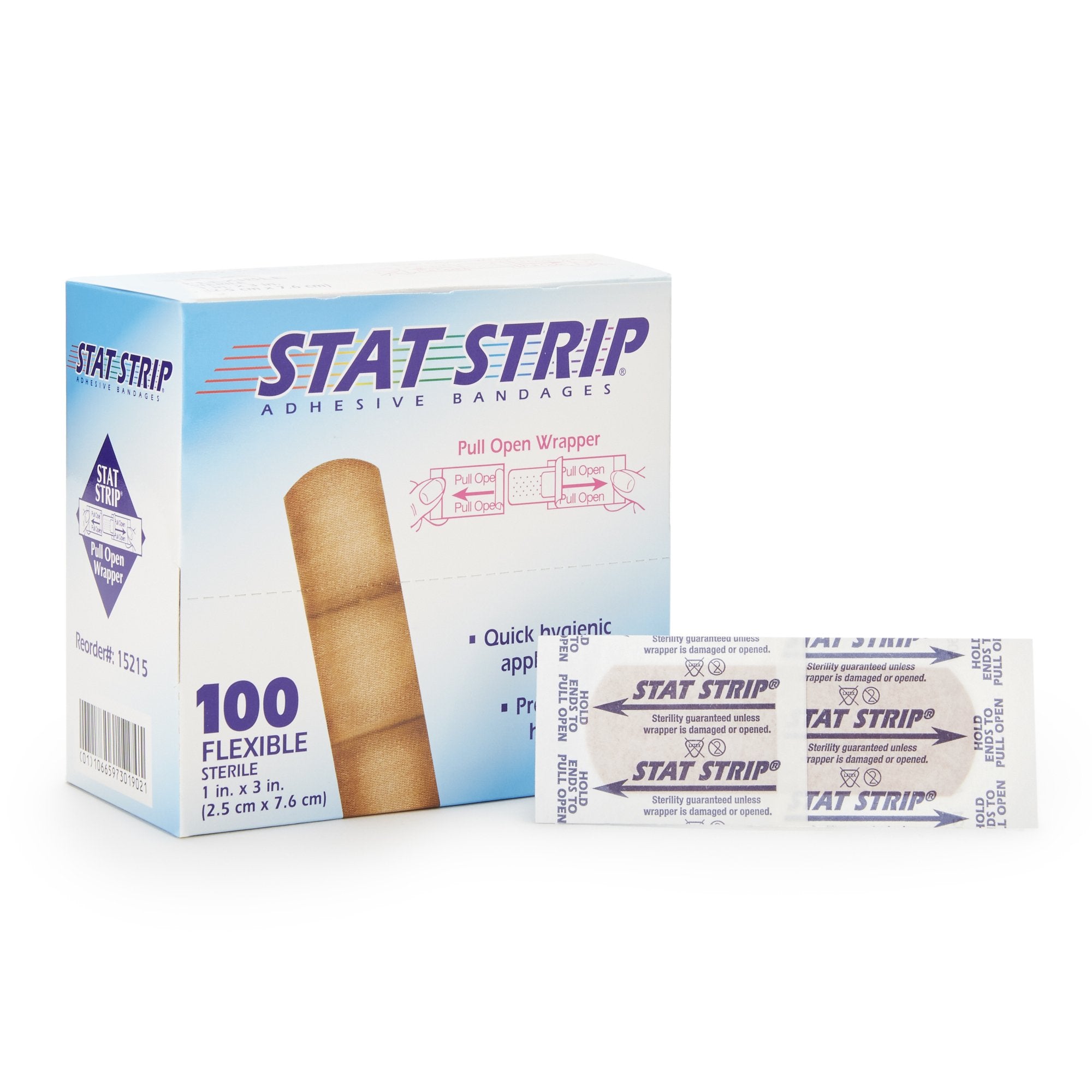 Adhesive Strip American White Cross Stat Strip 1 X 3 Inch Fabric Rectangle Tan Sterile
