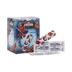 Adhesive Strip American White Cross Stat Strip 3/4 X 3 Inch Plastic Rectangle Kid Design (Spider Man) Sterile