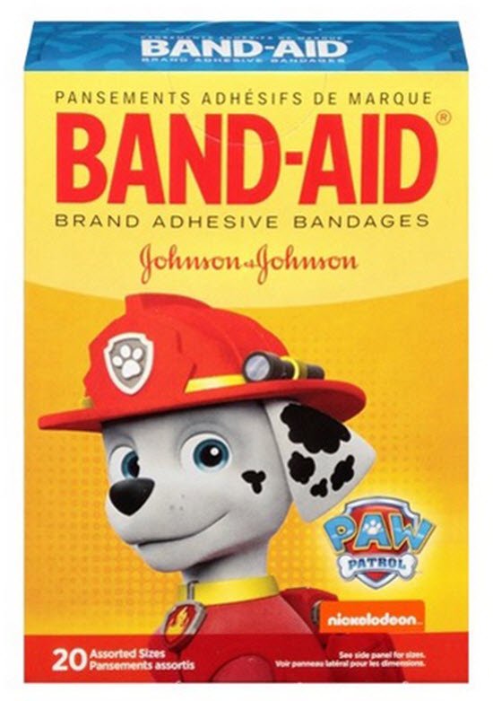 Adhesive Strip Band Aid 5/8 X 2 1/4 Inch / 3/4 X 3 Inch Plastic Rectangle / Round Kid Design (Paw Patrol) Sterile