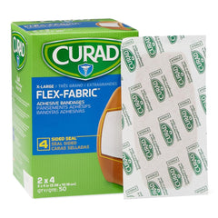 Adhesive Strip Curad Flex Fabric 2 X 4 Inch Fabric Rectangle Tan Sterile