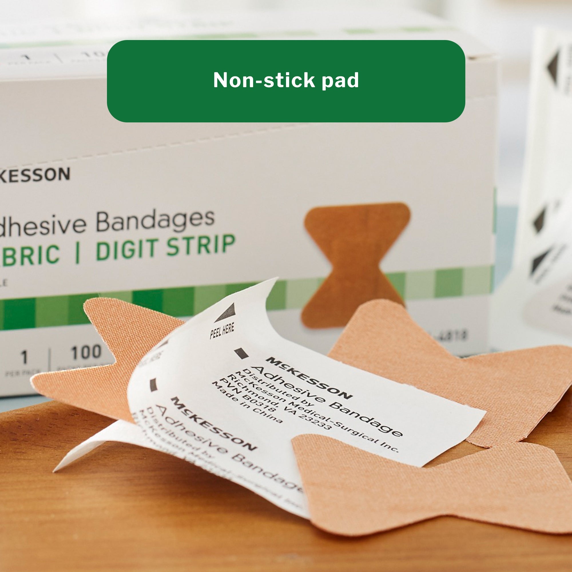 adhesive strip mckesson 1 7 x 2 inch fabric fingertip tan sterile packaging type box