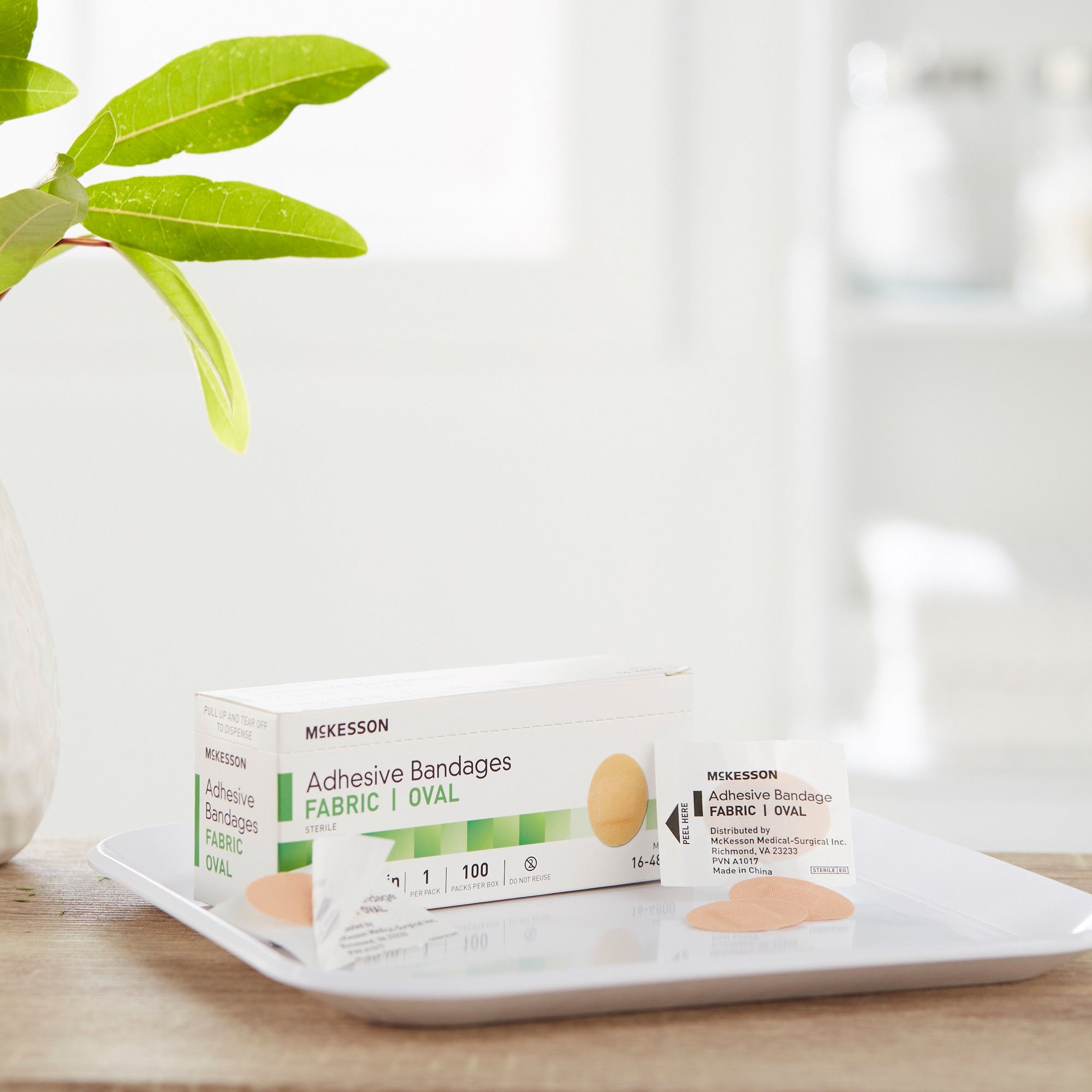 adhesive strip mckesson 1 x 1 1 4 inch fabric oval tan sterile packaging type box