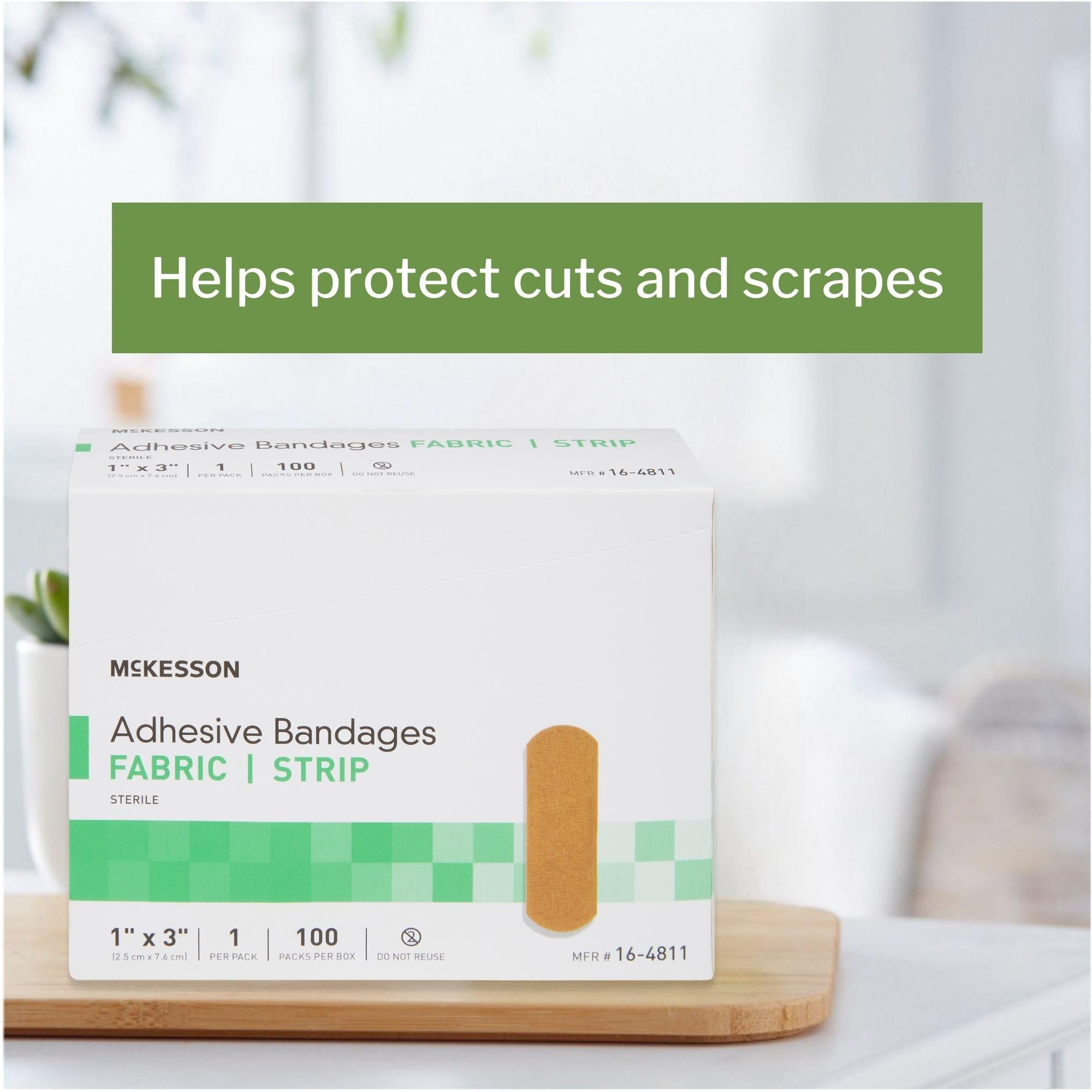 adhesive strip mckesson 1 x 3 inch fabric rectangle tan sterile