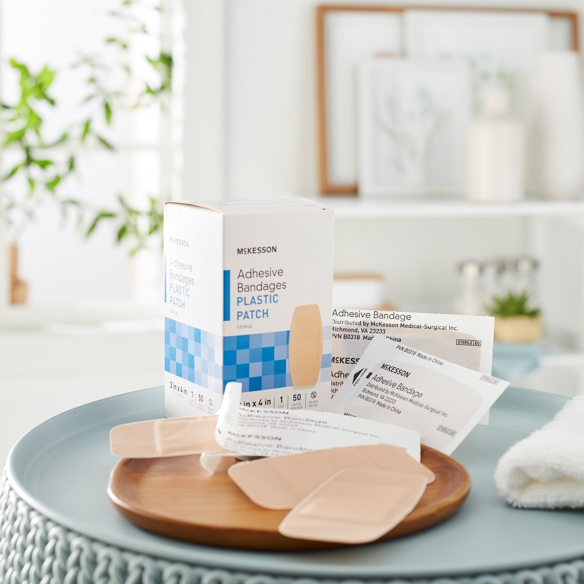 adhesive strip mckesson 2 x 4 inch plastic rectangle tan sterile