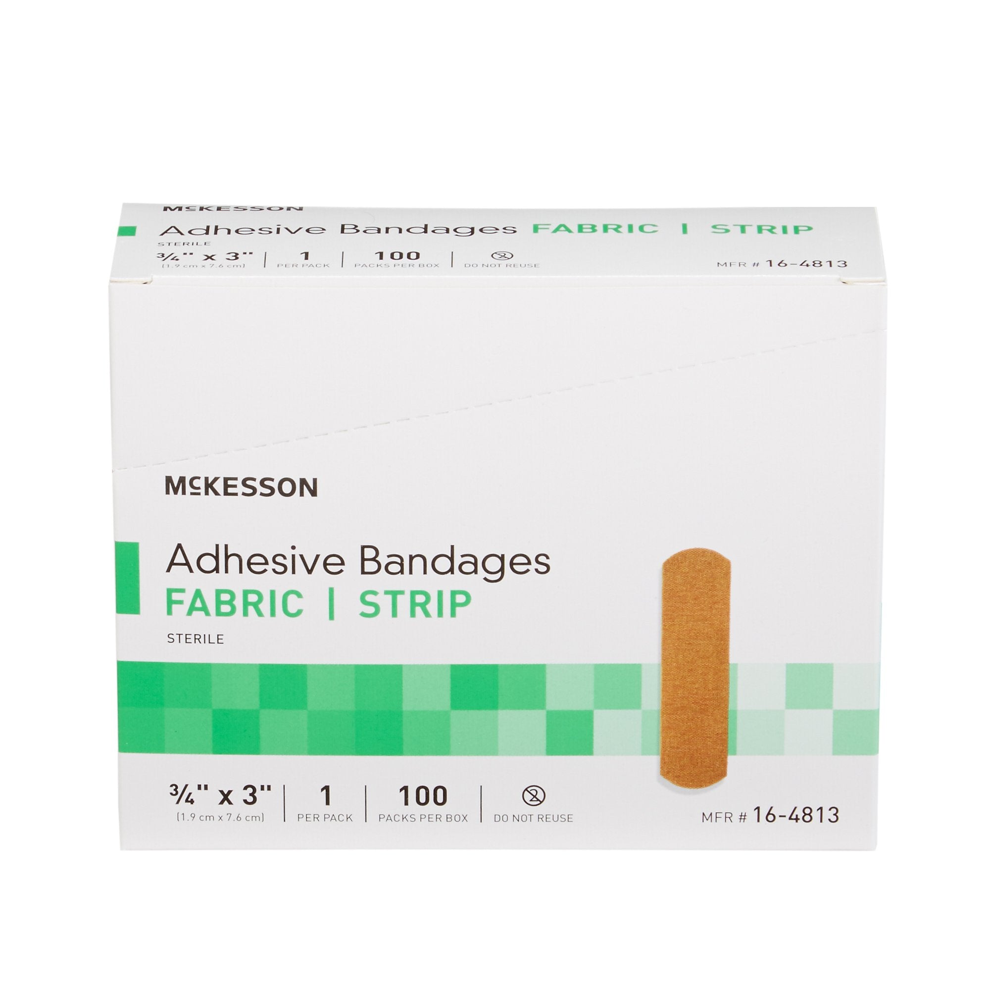 adhesive strip mckesson 3 4 x 3 inch fabric rectangle tan sterile