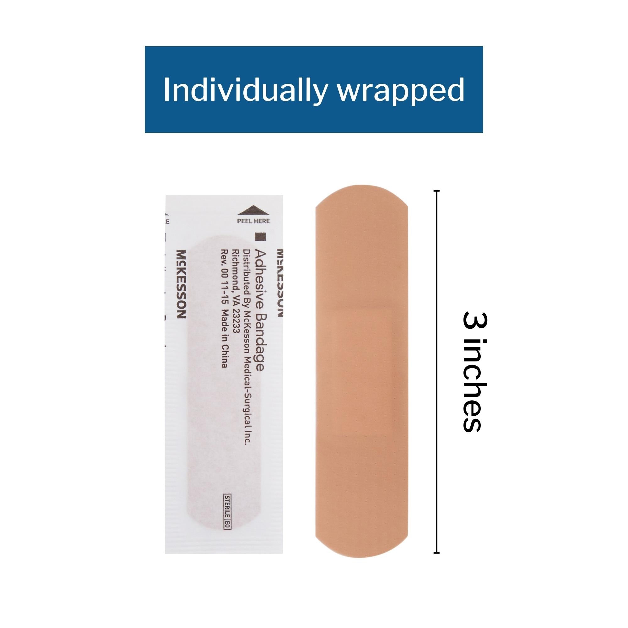 adhesive strip mckesson 3 4 x 3 inch plastic rectangle tan sterile