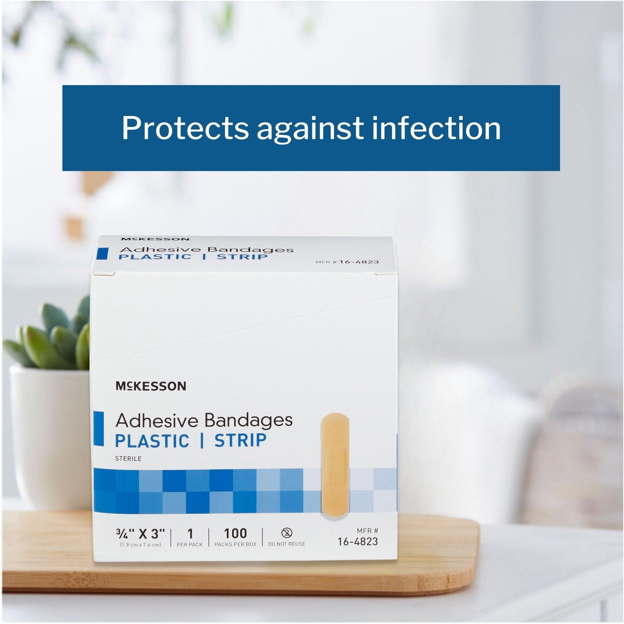 adhesive strip mckesson 3 4 x 3 inch plastic rectangle tan sterile