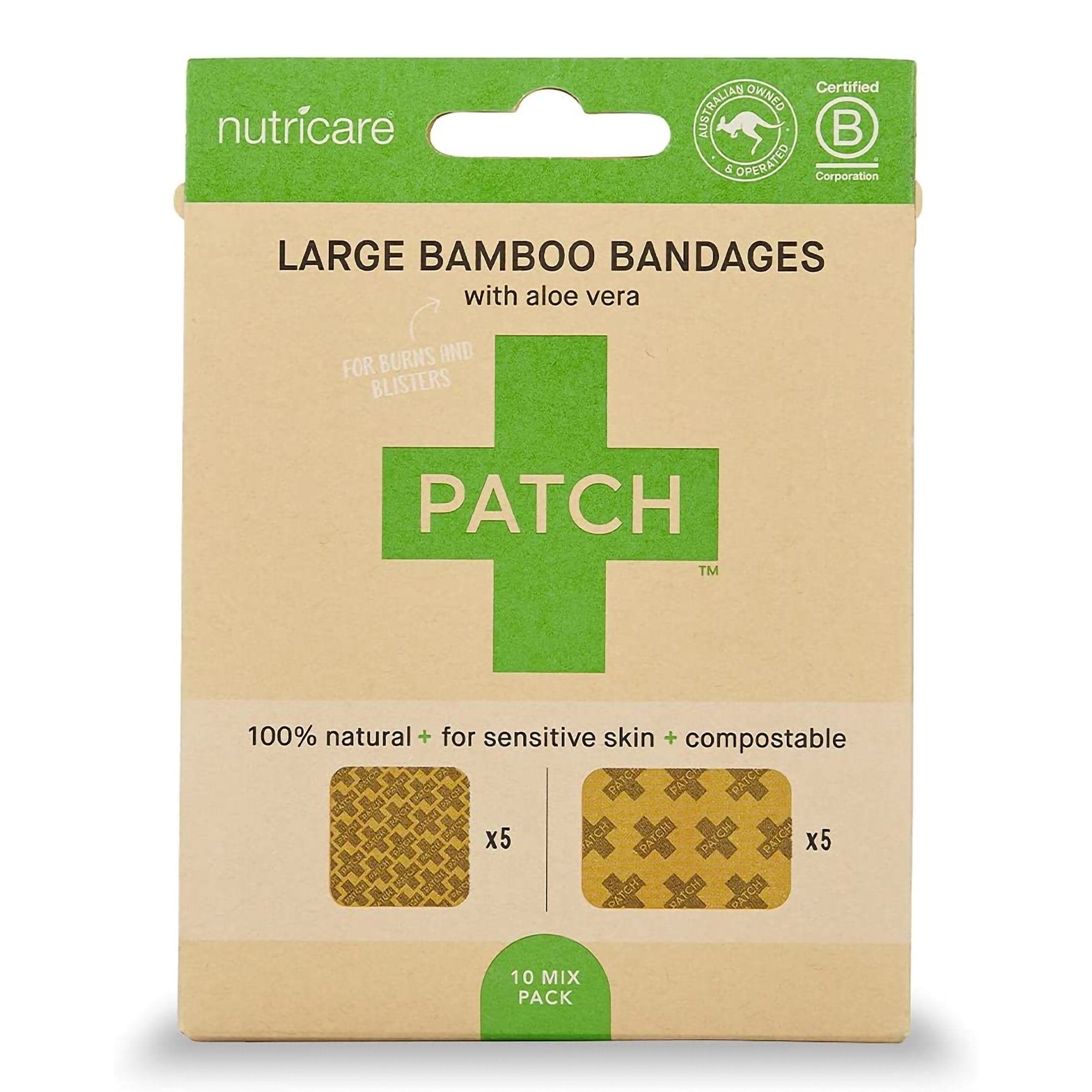 Adhesive Strip Patch 2 X 3 Inch / 3 X 3 Inch Bamboo / Aloe Vera Rectangle / Square Tan Sterile
