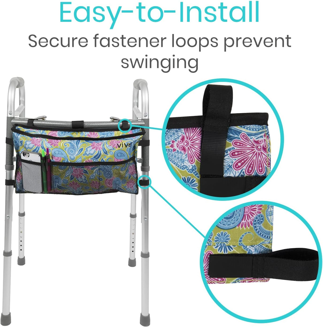 Walker Bag   Accessories Wheelchair Basket Pouch (Water Resistant)   Seniors Caddy Accessory Attachment for Folding, Rolling Walkers   Carry Storage Carrier Tote   Lightweight, Universal Size