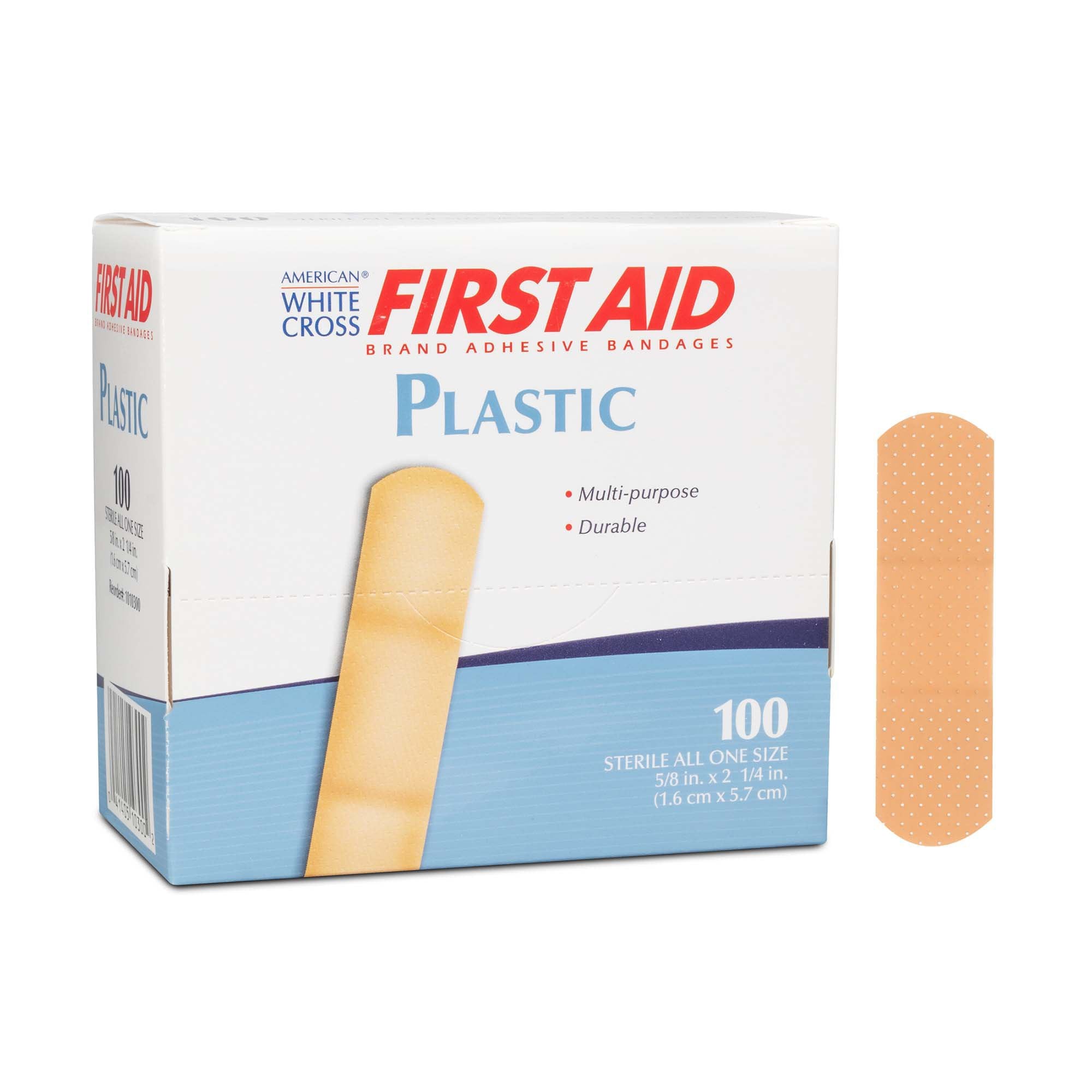 Adhesive Strip American White Cross 5/8 X 2-1/4 Inch Plastic Rectangle Tan Sterile