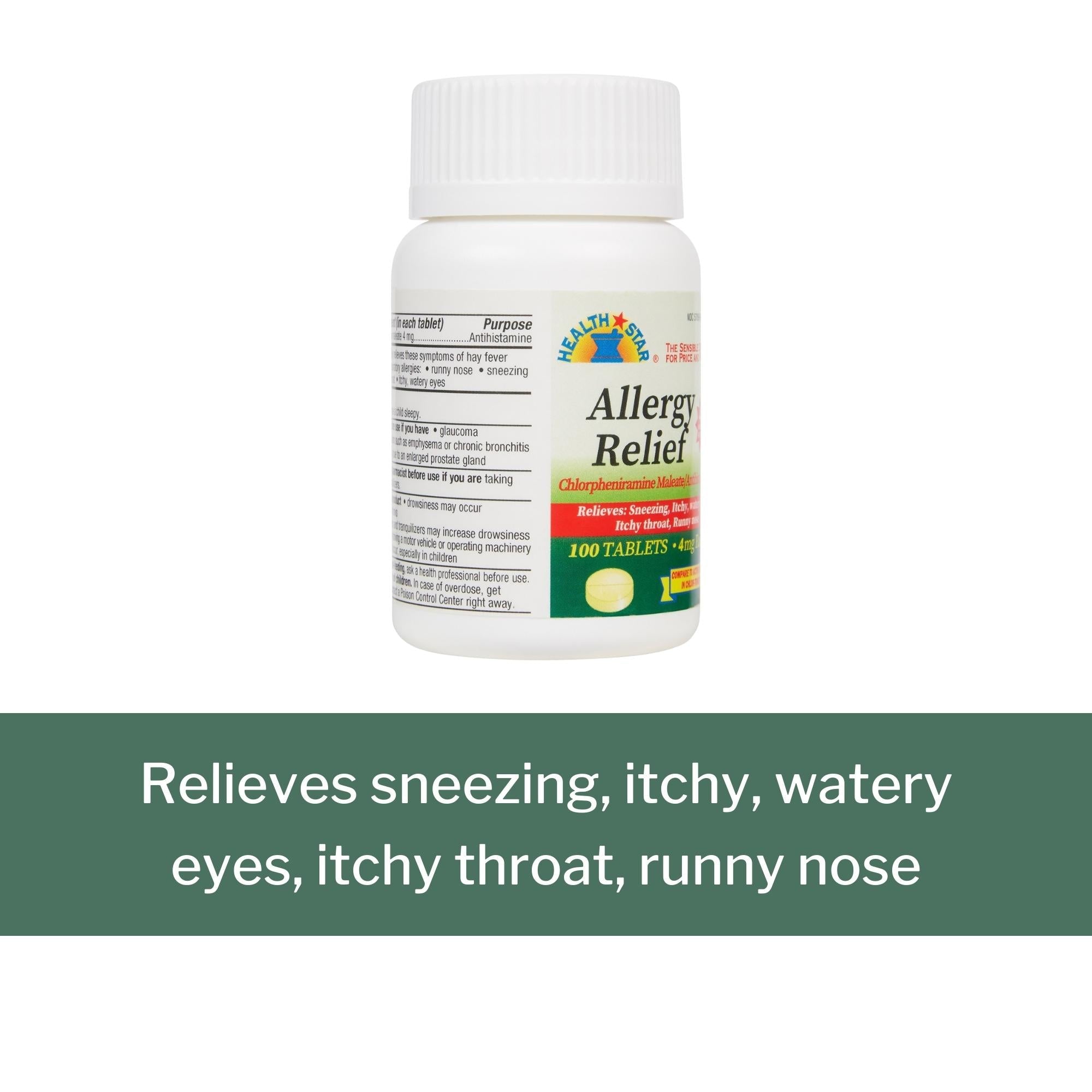 allergy relief mckesson brand 4 mg strength tablet 100 per bottle packaging type case