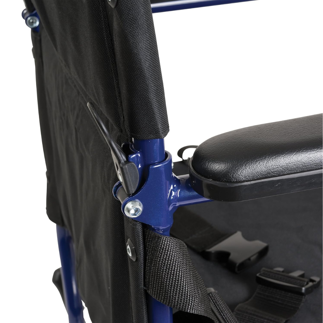 aluminum transport chair w footrests blue