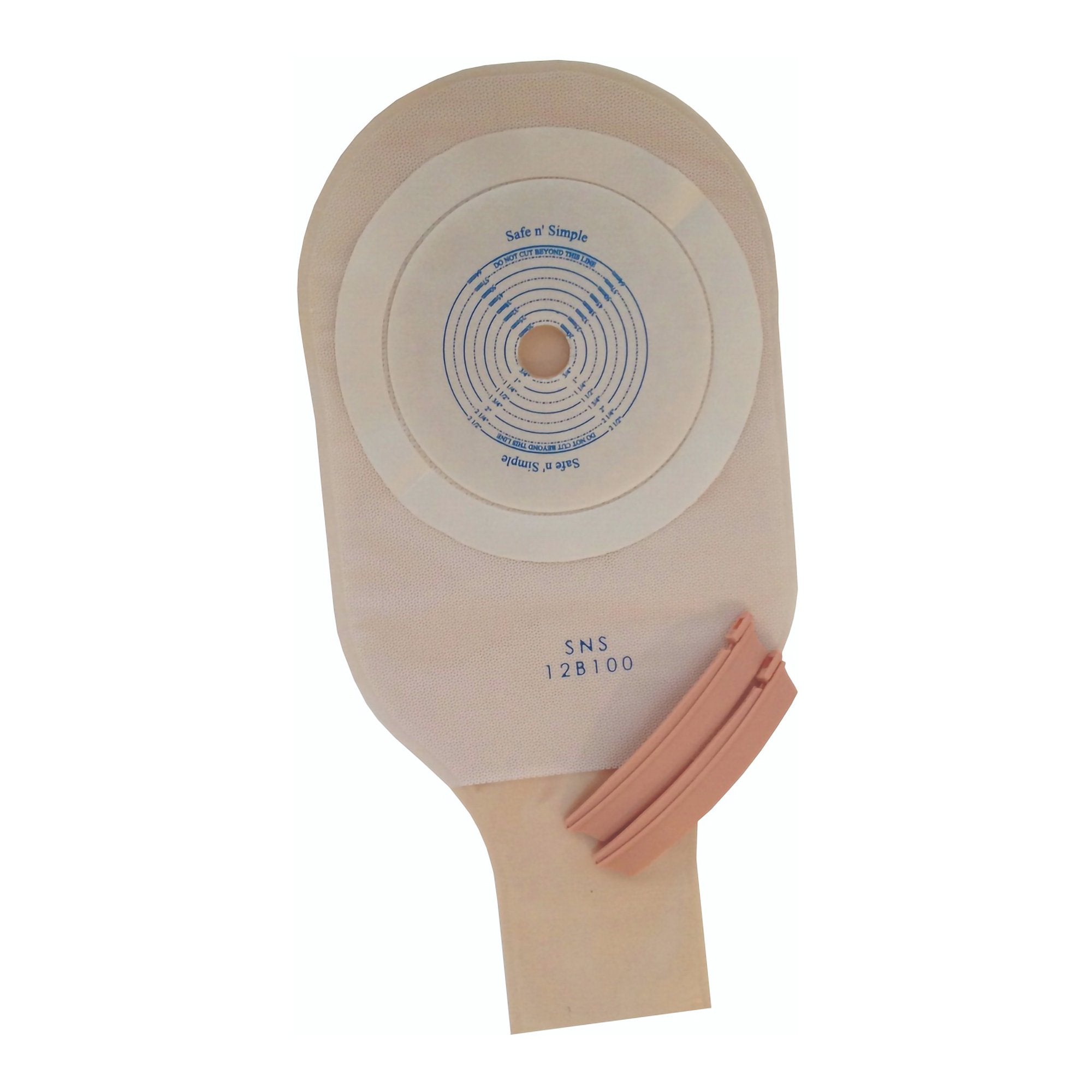 Ostomy Pouch Safe n Simple One-Piece System 12 Inch Length Flat, Trim to Fit Drainable