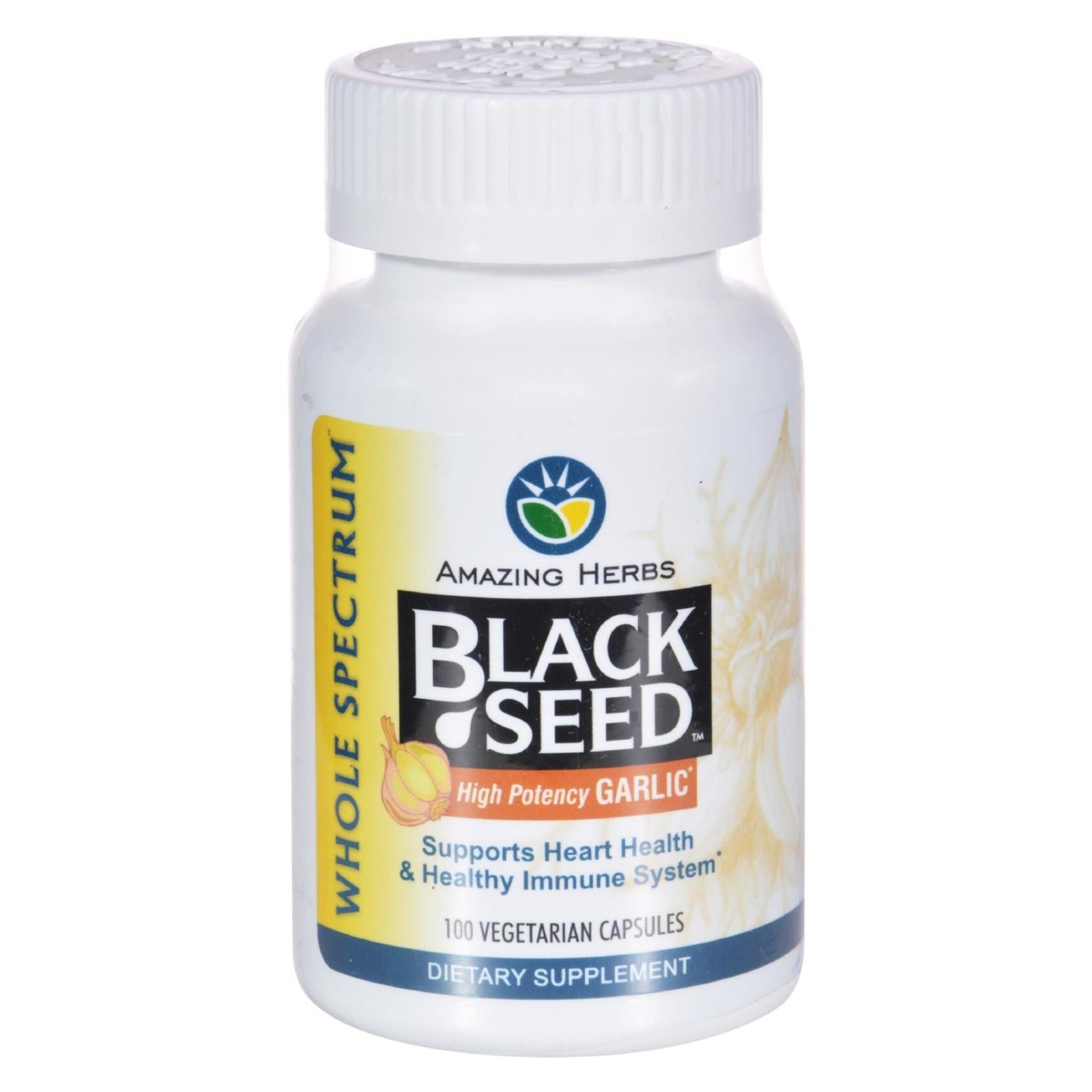 amazing herbs black seed and garlic 100 capsules
