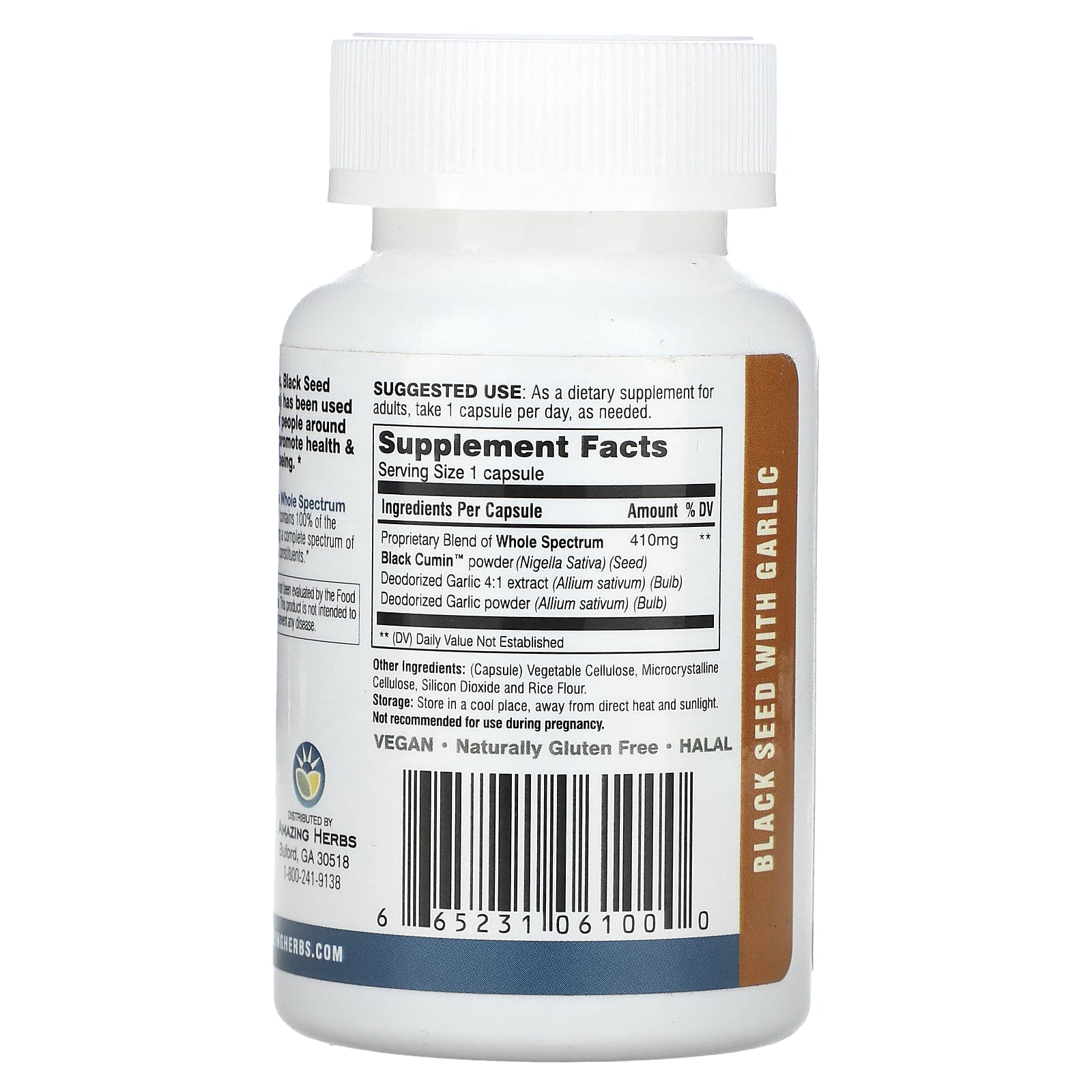 amazing herbs black seed and garlic 100 capsules