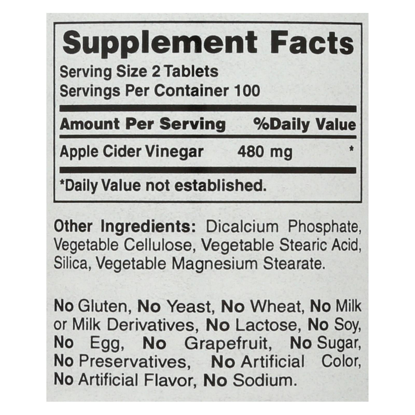 american health apple cider vinegar 300 mg 200 tablets