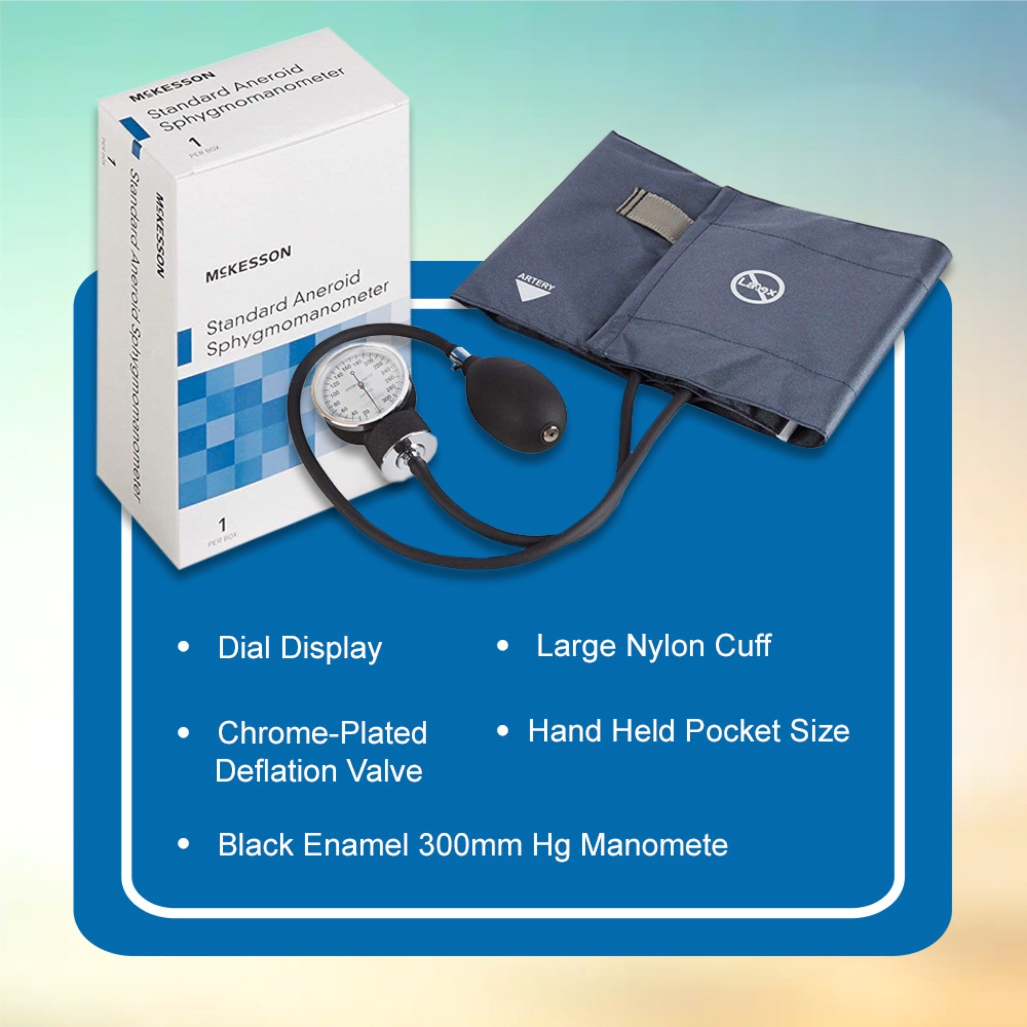 aneroid sphygmomanometer unit mckesson brand large adult cuff nylon cuff 34 50 cm pocket aneroid packaging type box