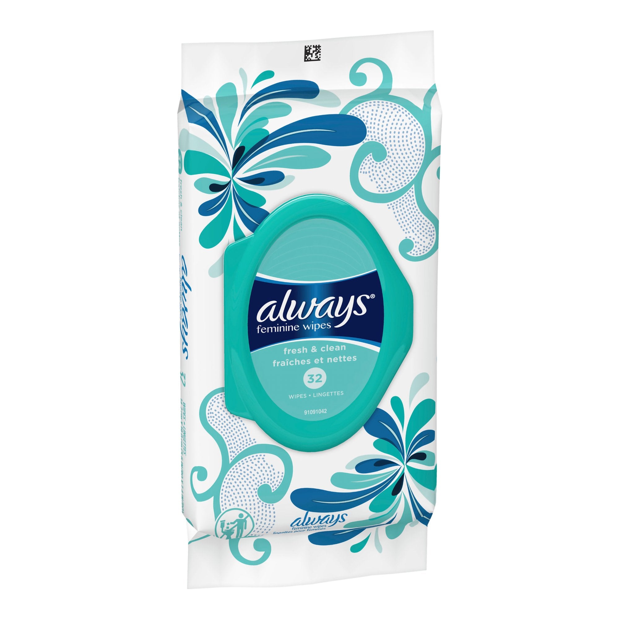Toallitas húmedas femeninas Always Refresh Soft Pack con aroma fresco, 32 unidades, 1 paquete