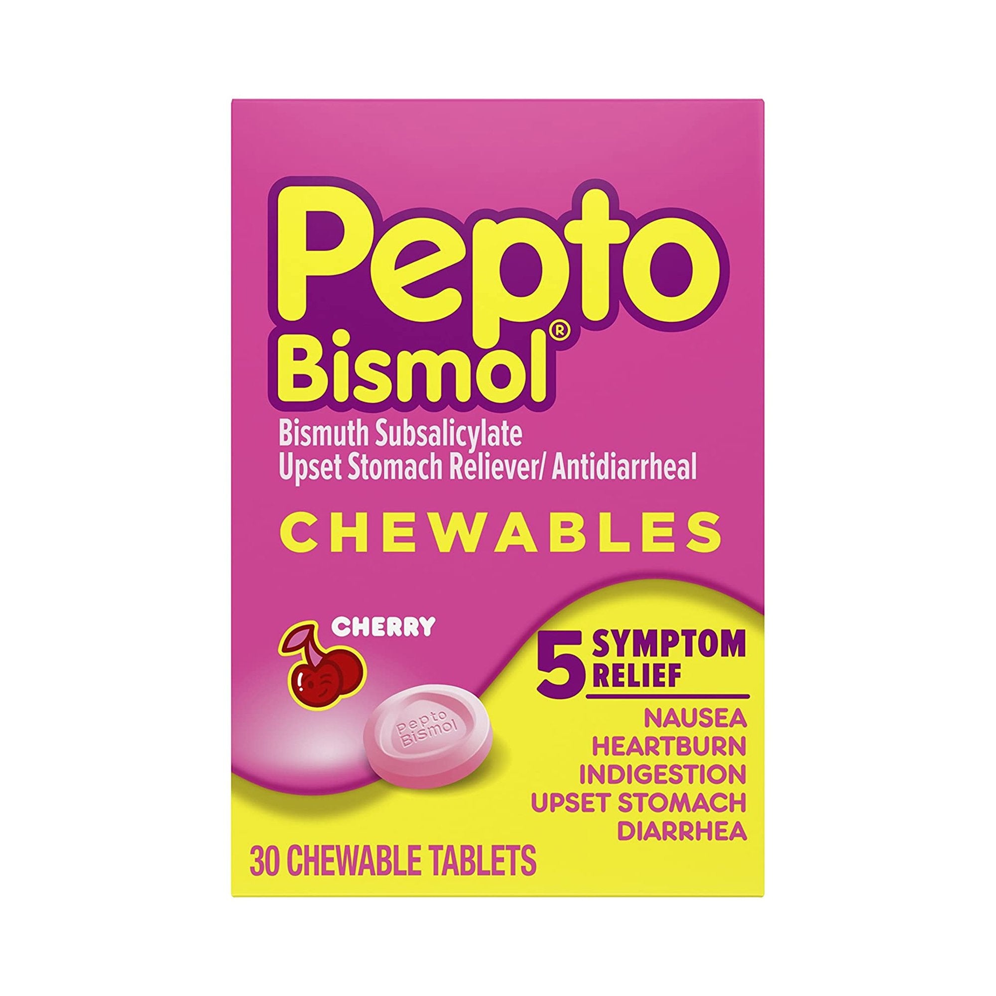 Anti Diarrheal Pepto Bismol 262 mg Strength Chewable Tablet 30 per Box