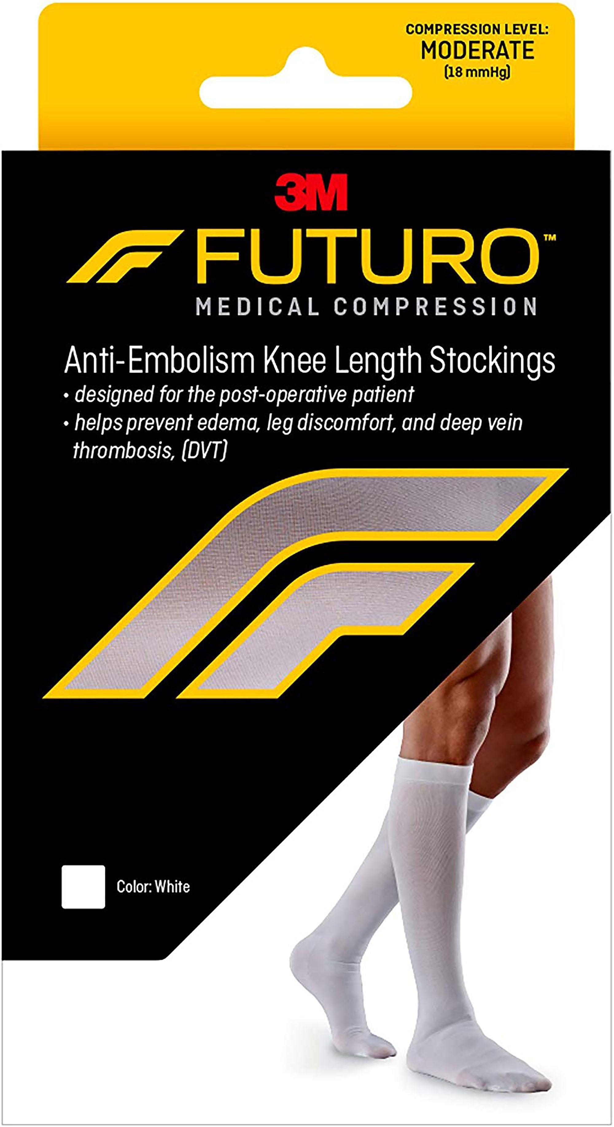 Anti embolism Stocking 3M Futuro Knee High X Large / Regular White Closed Toe