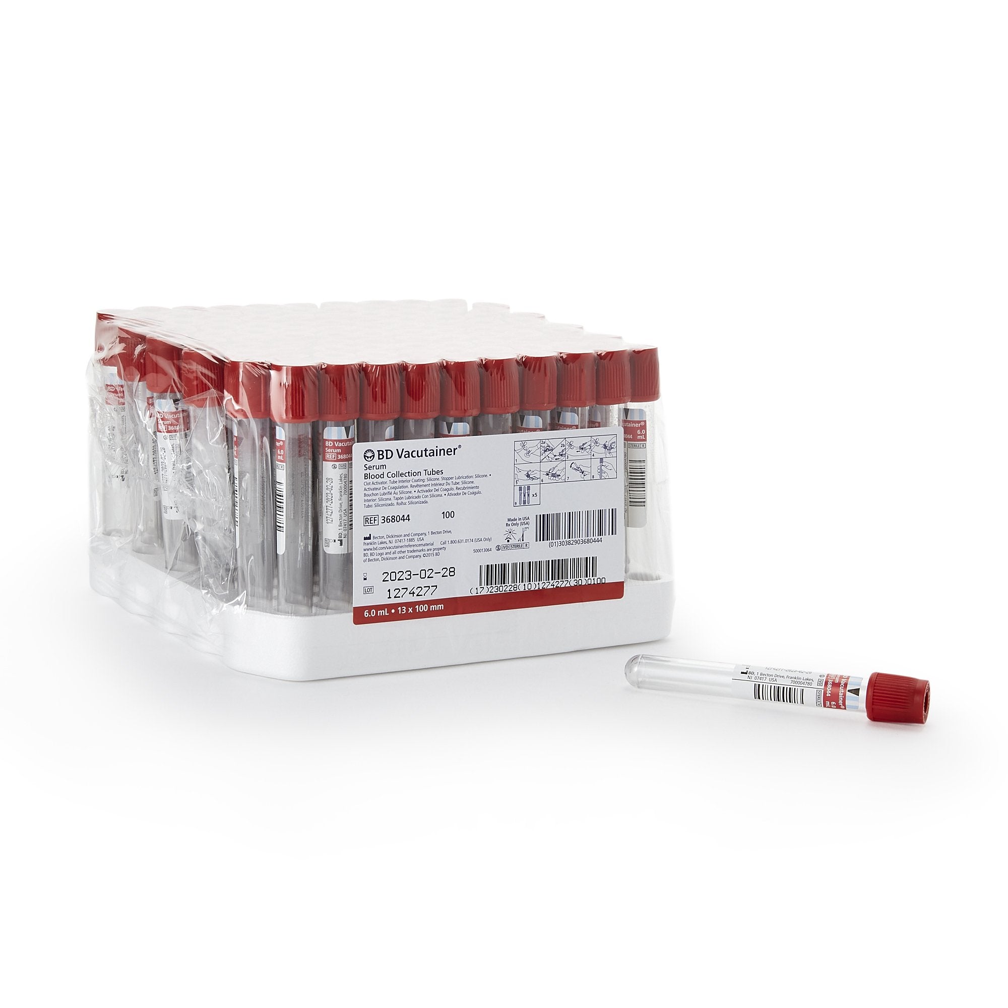 BD Vacutainer Plus Venous Blood Collection Tube Clot Activator Additive 6 mL BD Hemogard Closure Plastic Tube