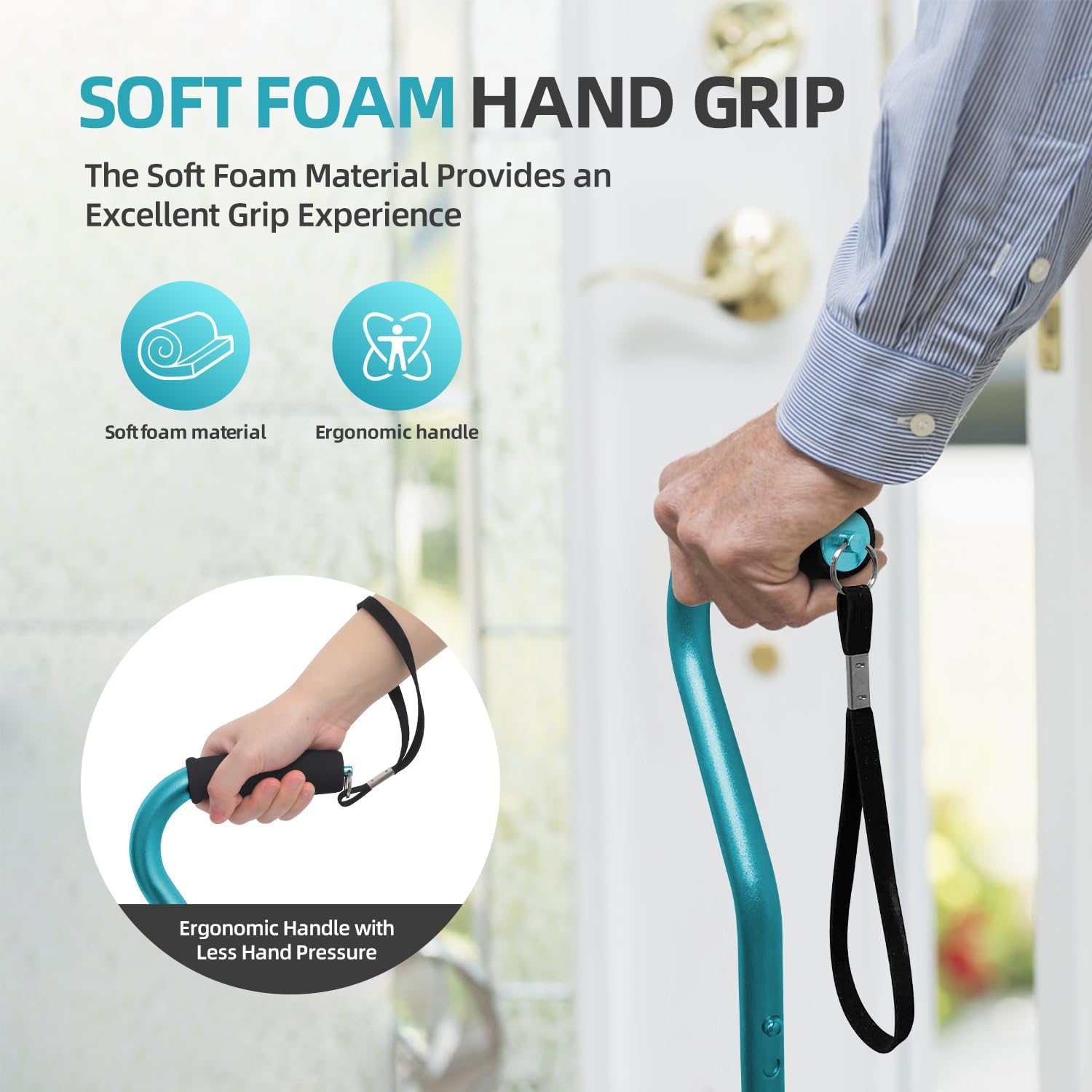 walking cane for men women adjustable cane with offset soft cushioned handle portable lightweight sturdy mobility walker aid for elderly seniors collapsible cane 1