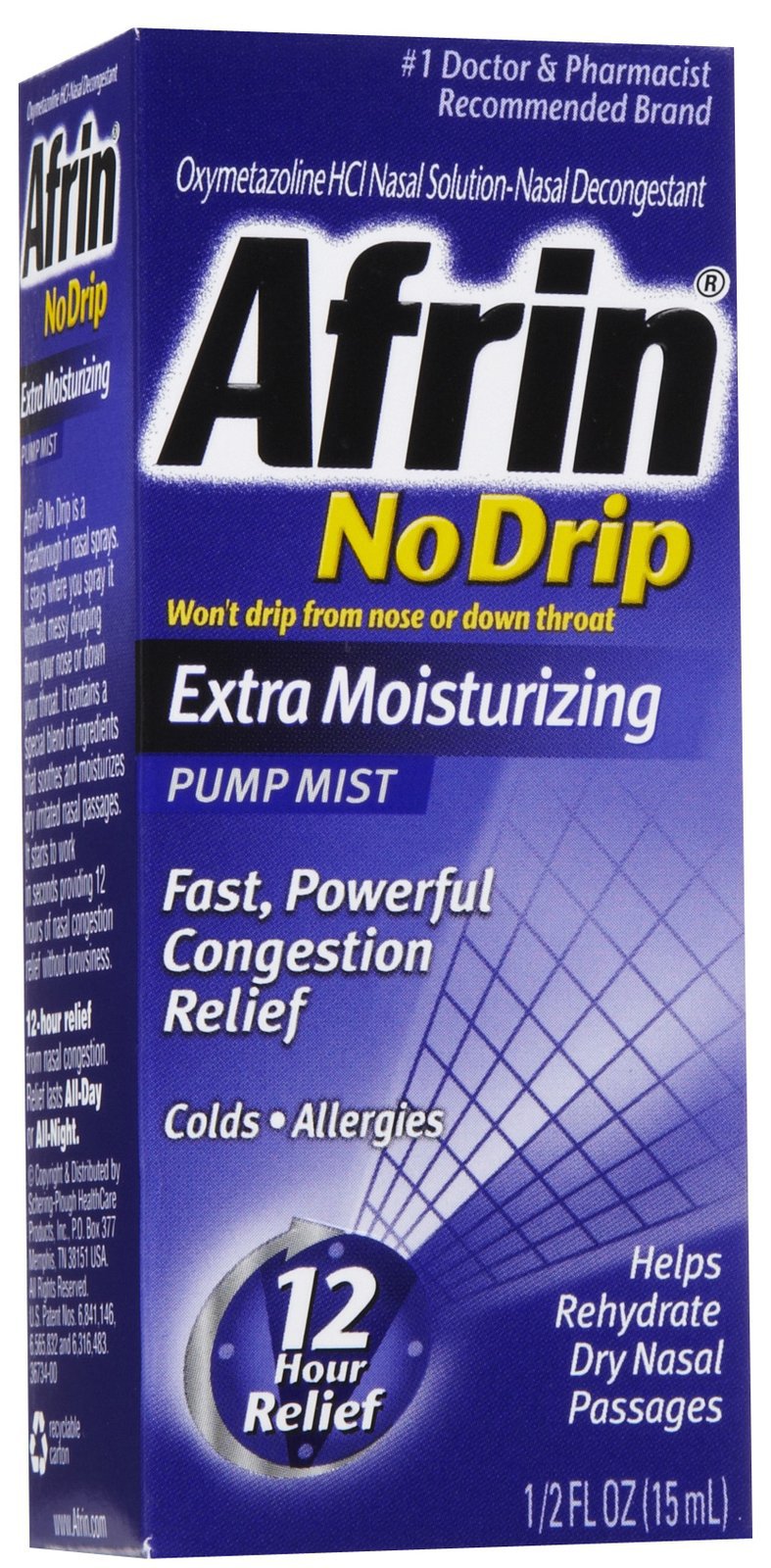 Sinus Relief Afrin No Drip Extra Moisturizing 0.05% Strength Nasal Spray 15 mL