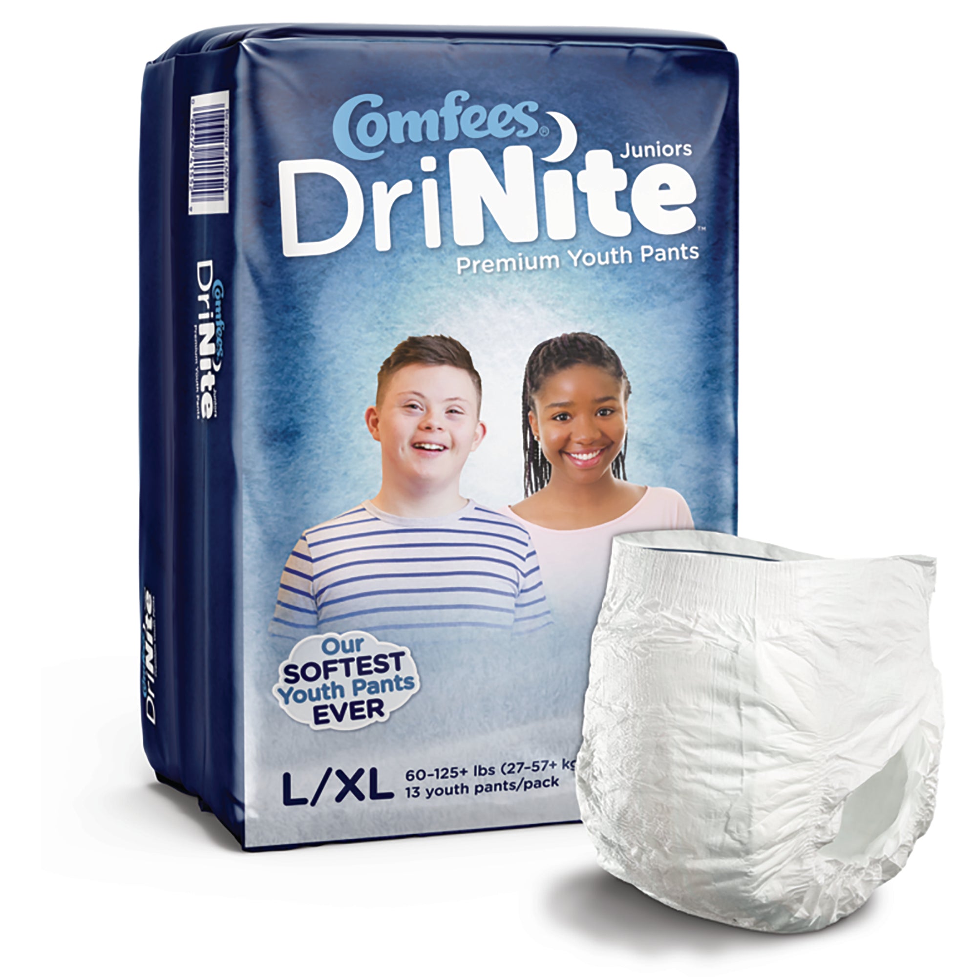 Unisex Youth Absorbent Underwear Comfees DriNite Juniors Pull On with Tear Away Seams Large / X Large Disposable Heavy Absorbency