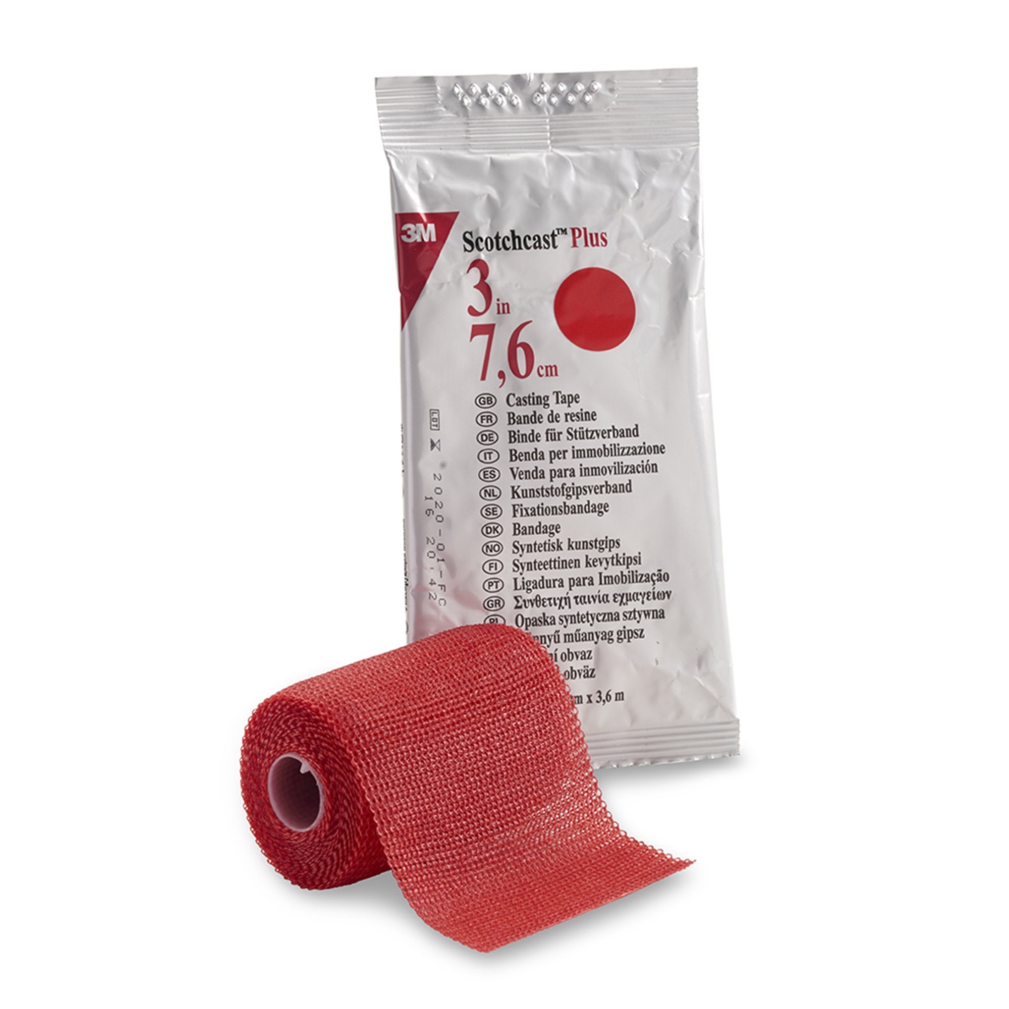 Cast Tape 3M Scotchcast Plus 3 Inch X 12 Foot Fiberglass / Resin Red