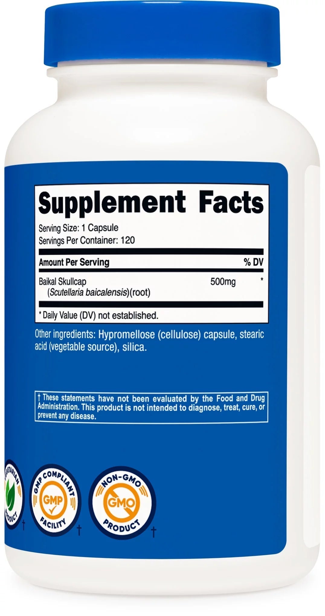 Baikal Skullcap 500Mg, 120 Capsules Vegetarian Friendly Supplement