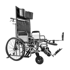Bariatric wheelchair with high back reclining feature and headrest
