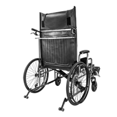 Adjustable reclining bariatric wheelchair with extended leg rests detail