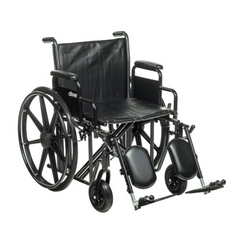 Drive Medical Bariatric Wheelchair with Padded armrests and Elevating Leg rest ,8" front Wheels ,450 lbs Weight Capacity ,22" (W) x 18" (W) ,10959C-ELR