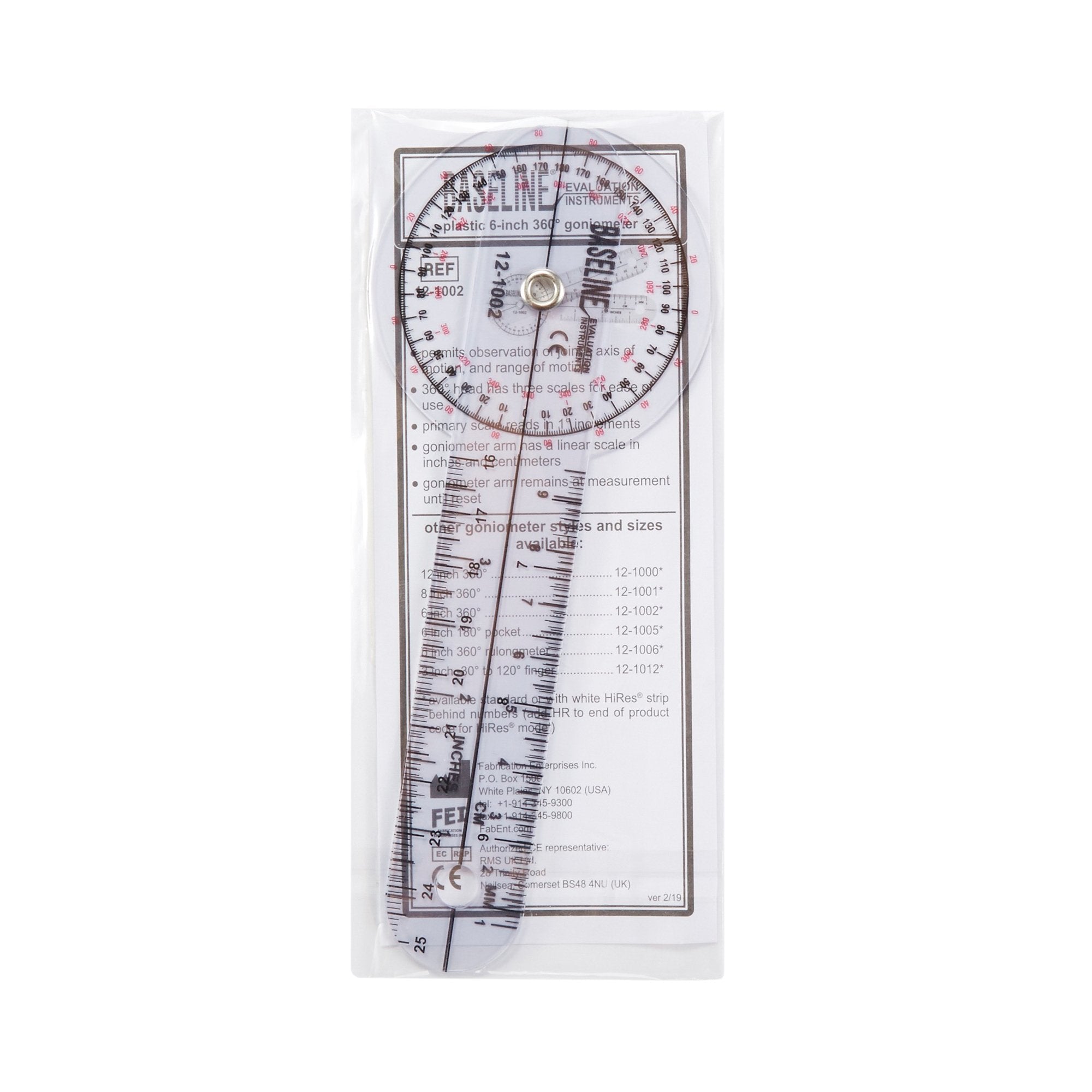 baseline 360 head plastic goniometer 6 inch arms baseline goniometer mk304794ea