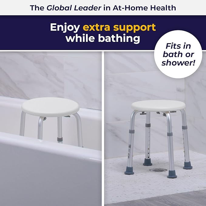bath stool round white by drive