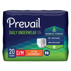Prevail Daily Underwear Extra – Moderate Absorbency, Medium–2X-Large Small/Medium/20 Count