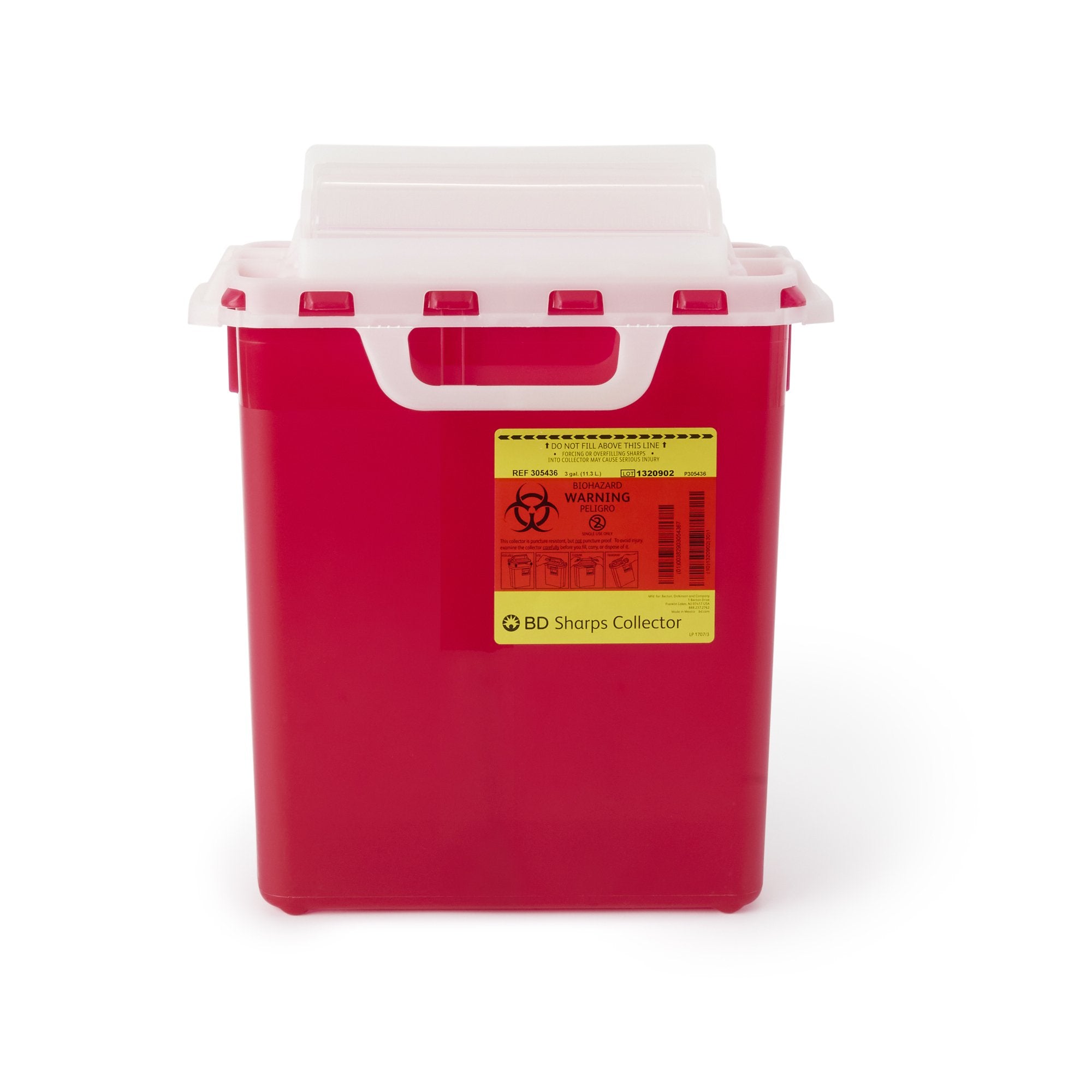 Sharps Container BD Red Base 16 3/5 H X 10 7/10 W X 6 D Inch Horizontal Entry 3 Gallon
