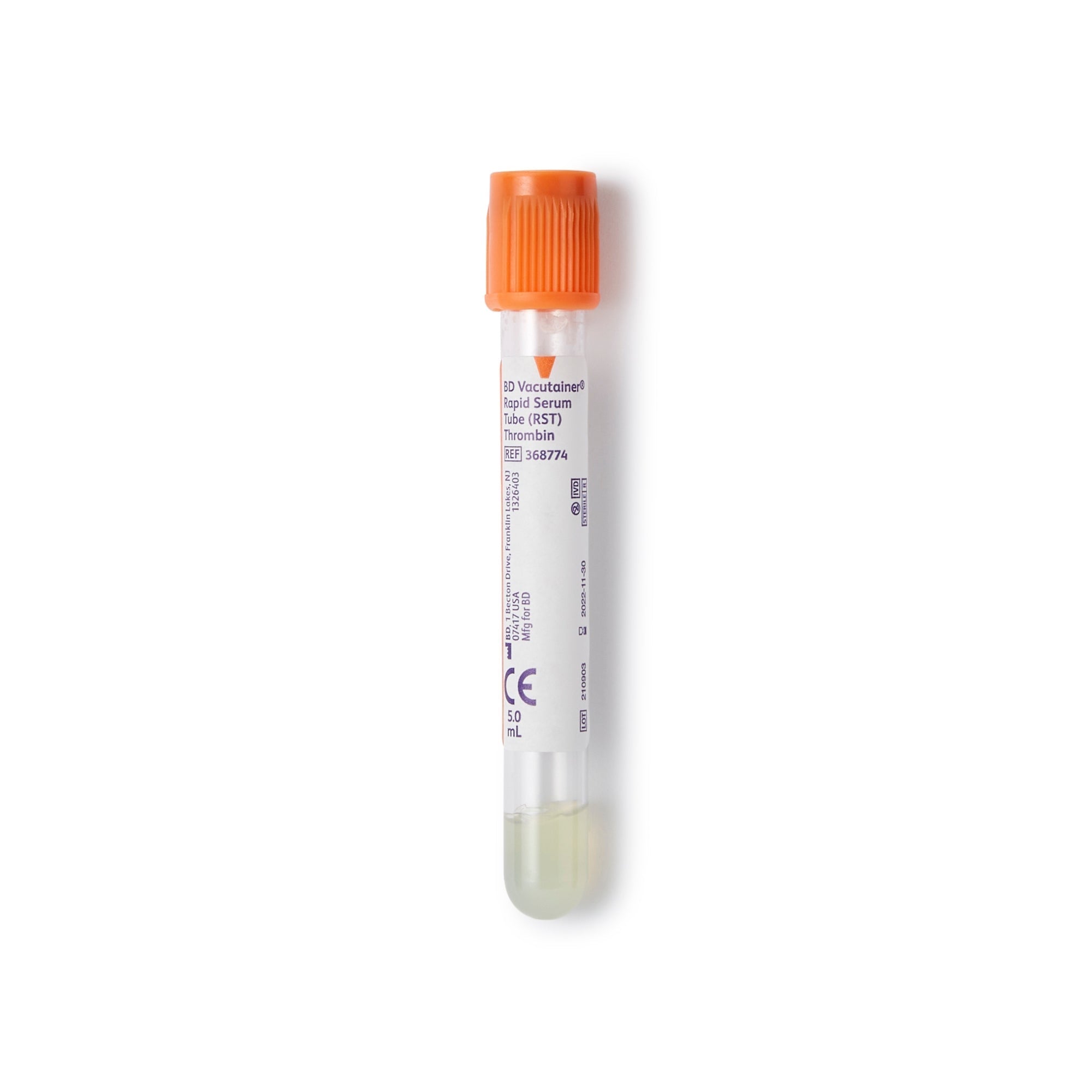 bd vacutainer venous blood collection tube clot activator additive 5 ml bd hemogard closure polyethylene terephthalate pet tube