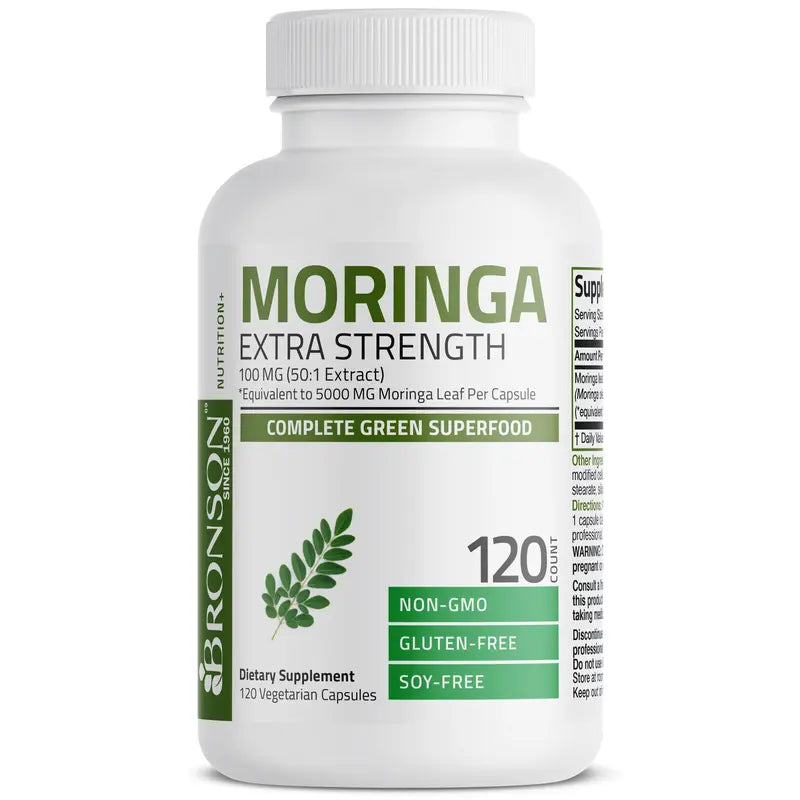 Bronson Moringa Oleifera 5000 Mg Powder Capsules Extra High Potency 50:1 Extract Energizing Superfood Antioxidant Healthcare Dietary Supplement