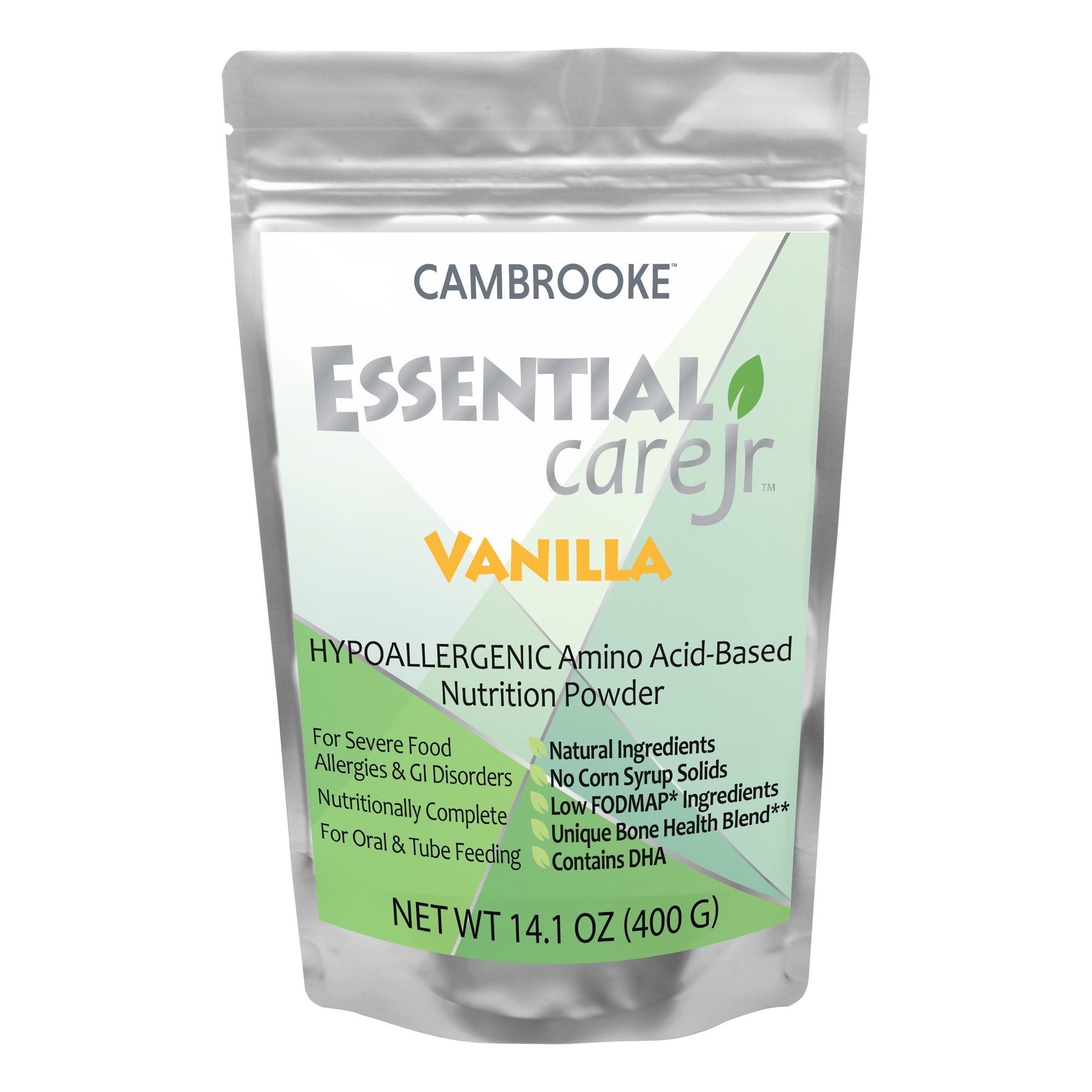 Pediatric Oral Supplement Essential Care Jr Vanilla Flavor 14.1 oz. Pouch Powder Amino Acid Food Allergies