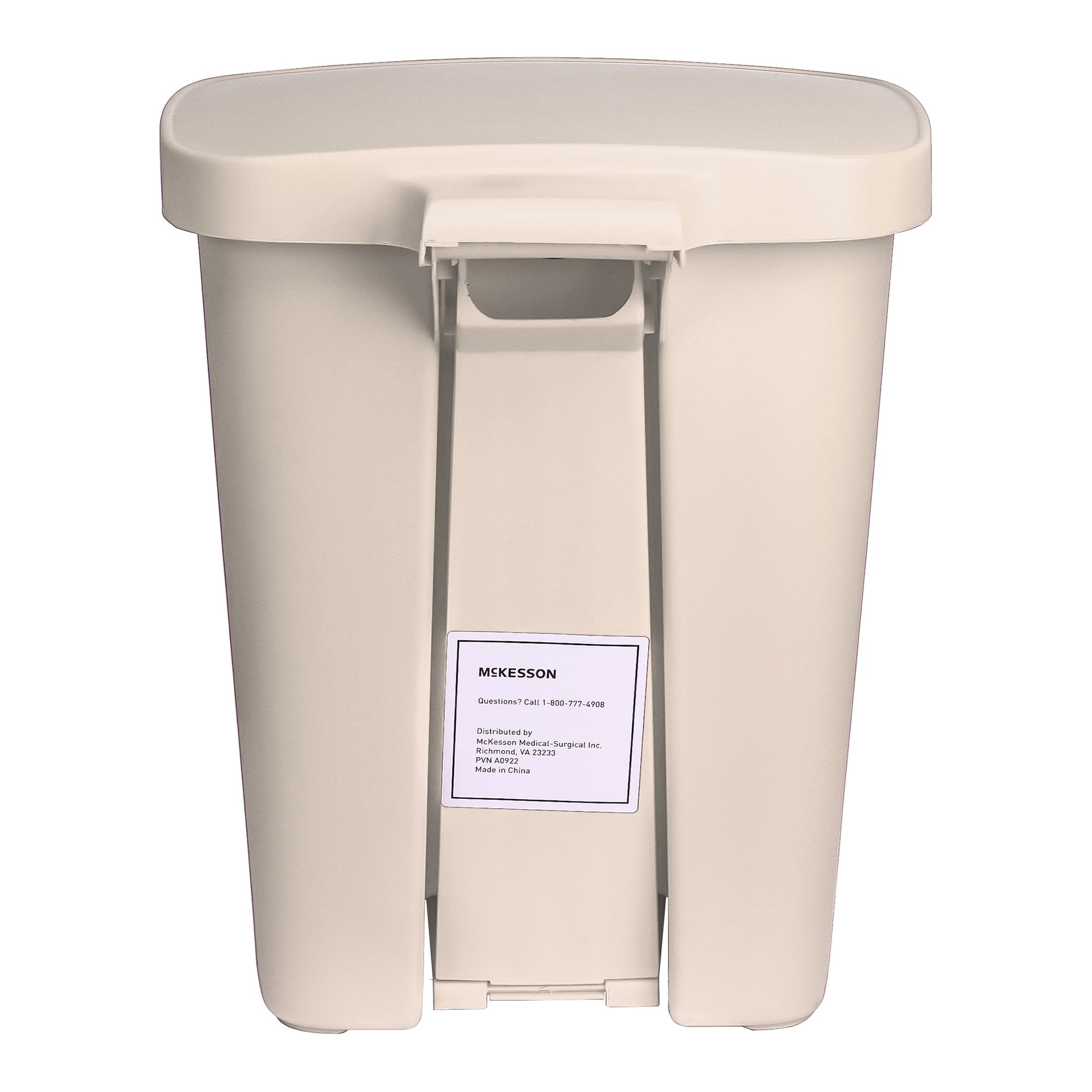 Durable beige plastic waste bin for offices
