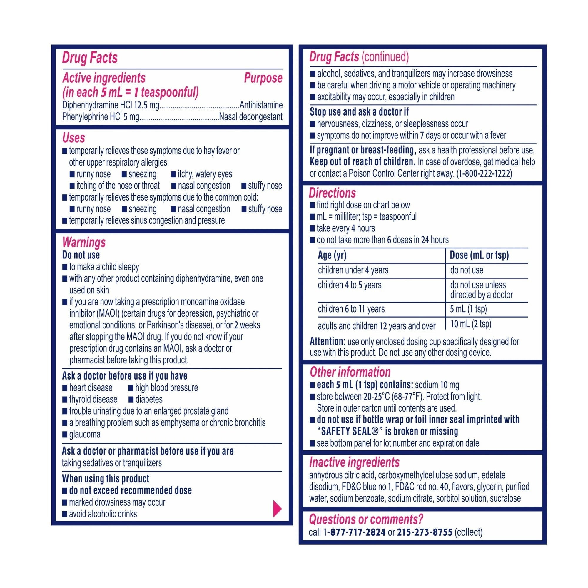 benadryl childrens allergy plus congestion liquid grape flavor 4 ounces children s benadryl allergy plus congestion childrens allergy relief mk1252651ea